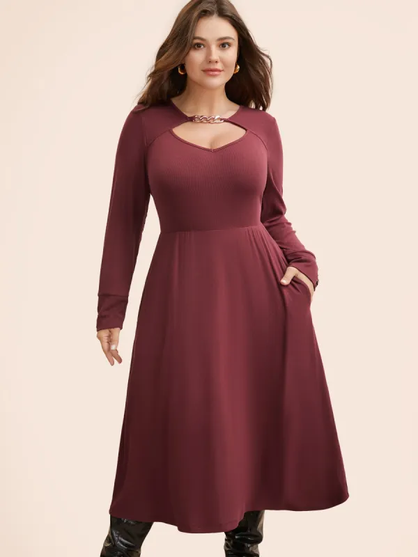 Metal Chain Detail Cut Out Midi Dress sold by Bloomchic