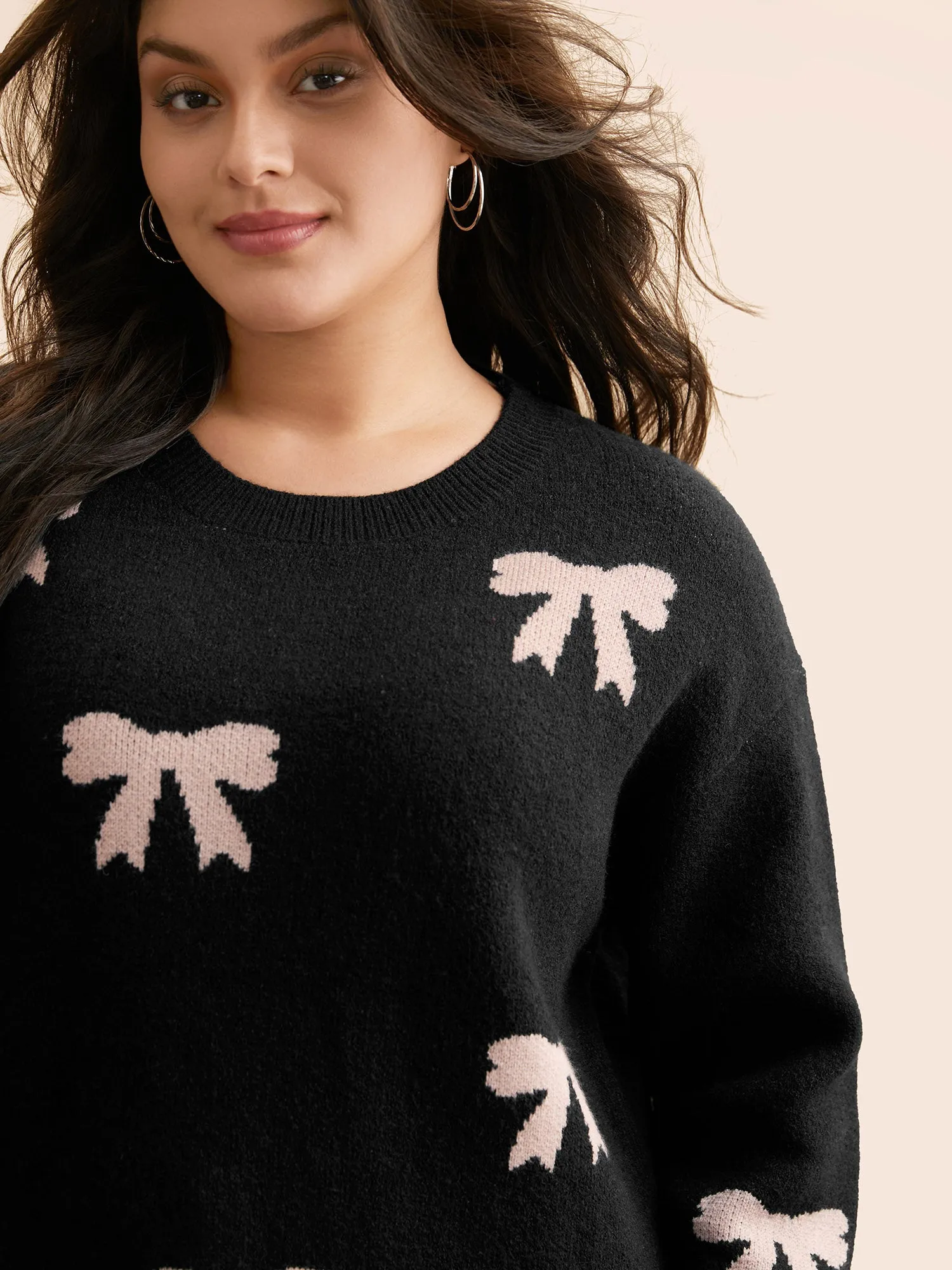 Bowknot Round Neck Slit Hem Pullover sold by Bloomchic product image thumbnail 4