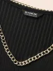 Rib Knit Patchwork Metal Chain Detail Dress sold by Bloomchic