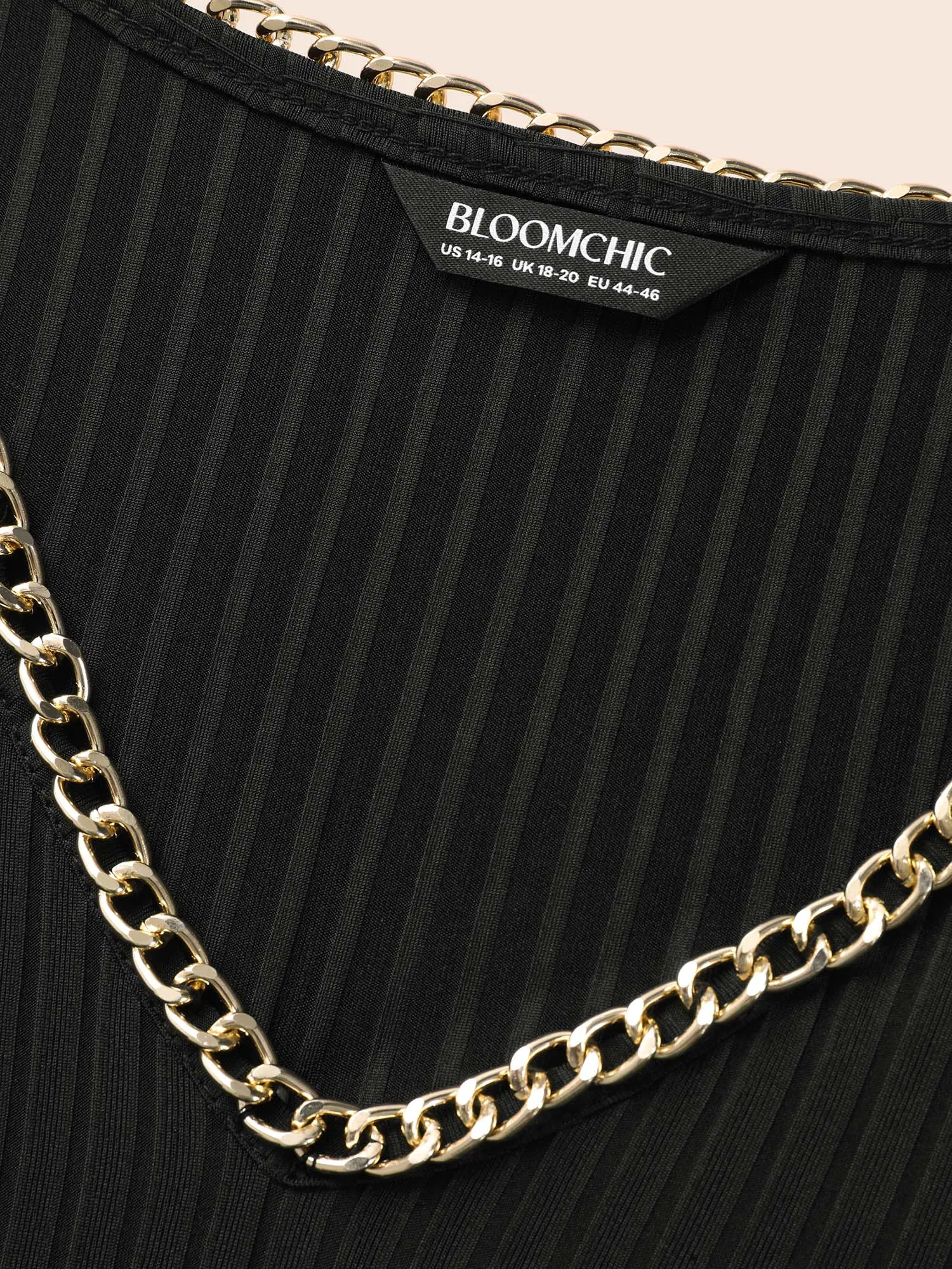 Rib Knit Patchwork Metal Chain Detail Dress sold by Bloomchic product image thumbnail 5