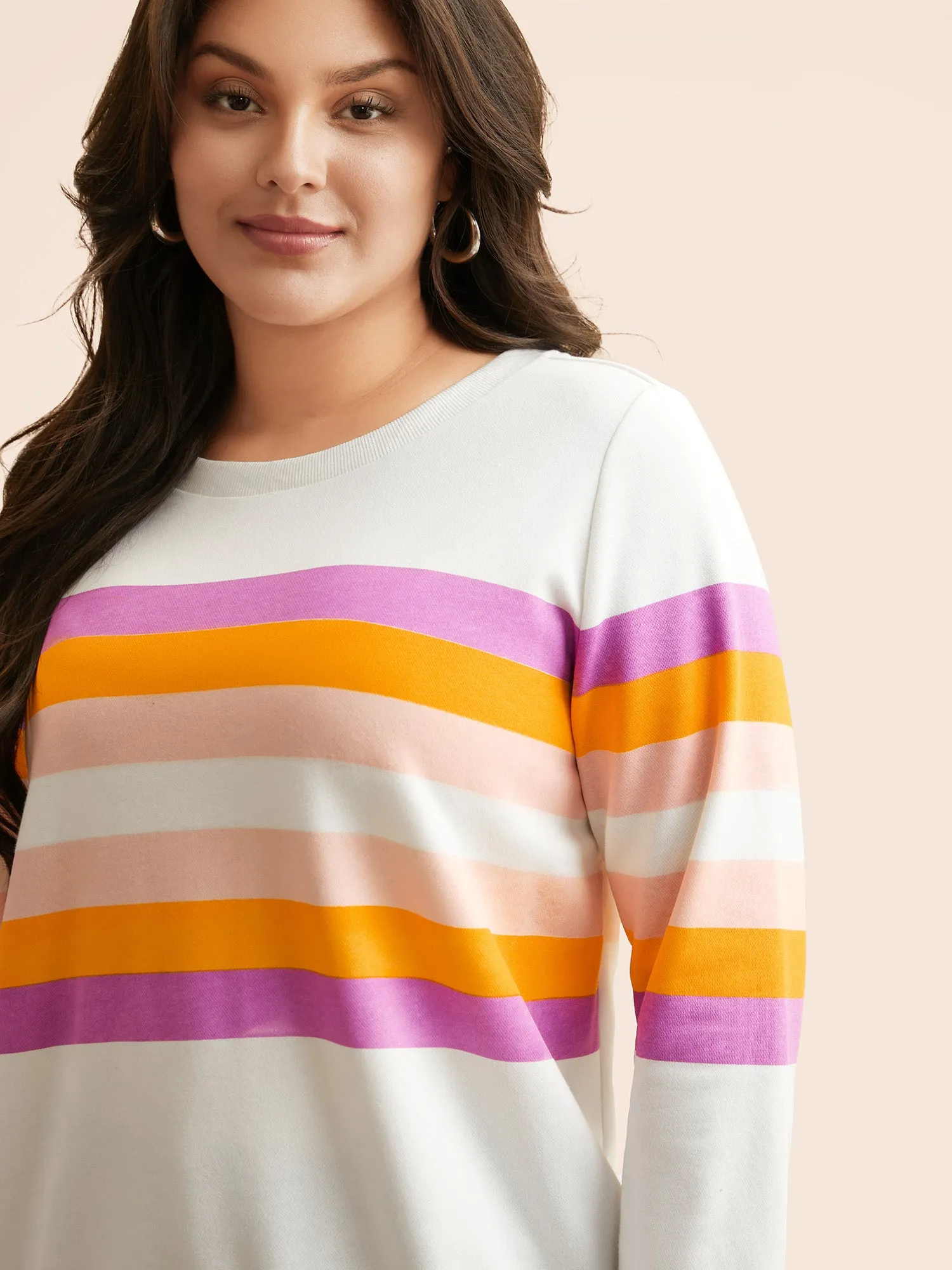 Contrast Striped Crew Neck Sweatshirt sold by Bloomchic product image thumbnail 3