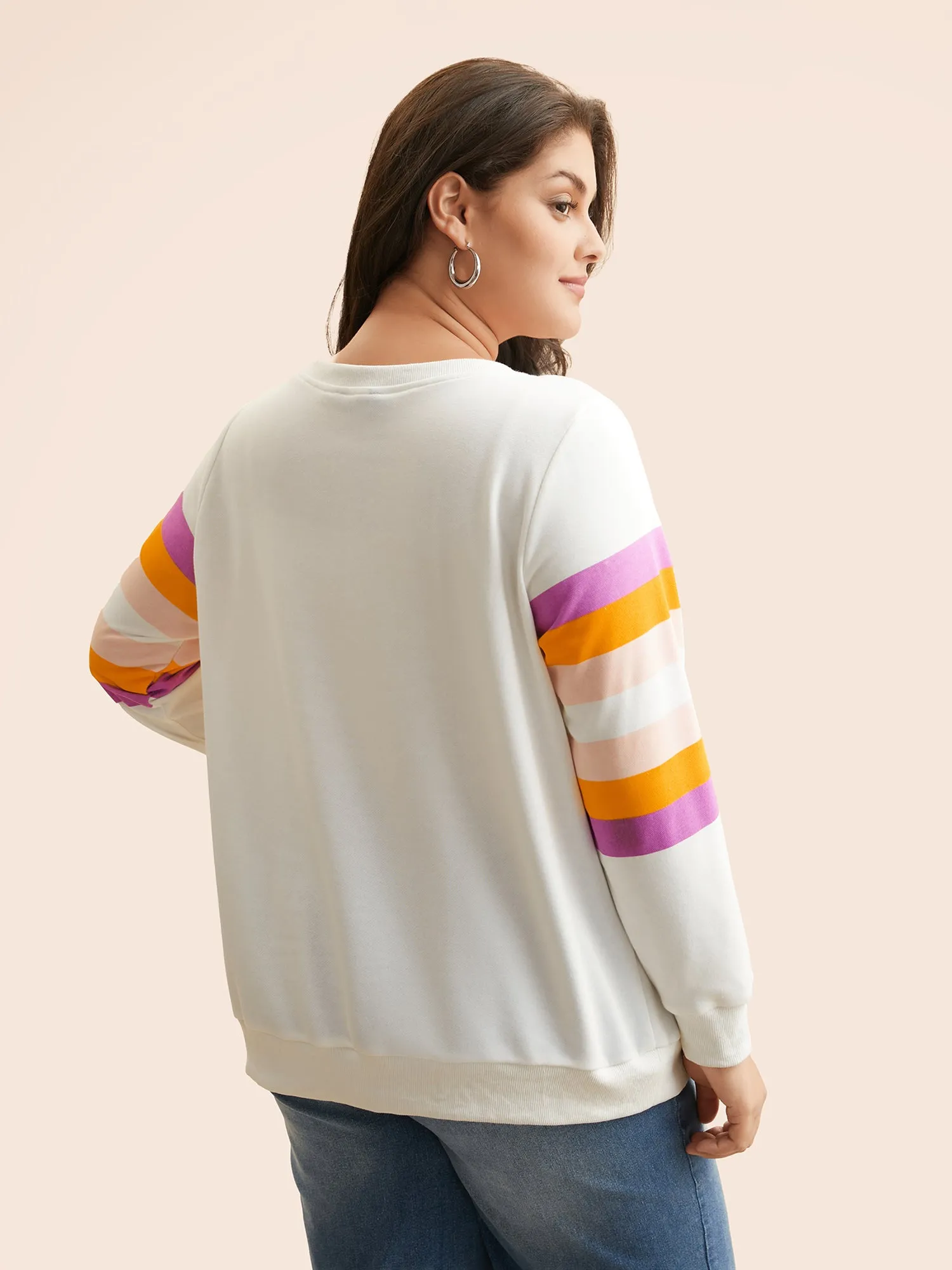 Contrast Striped Crew Neck Sweatshirt sold by Bloomchic product image thumbnail 2