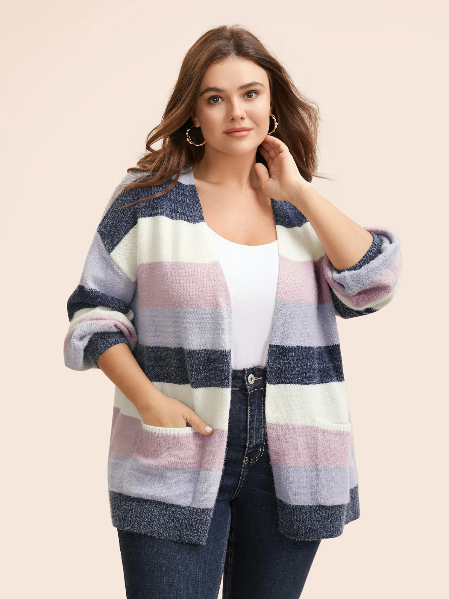 Colorblock Contrast Patched Pocket Cardigan sold by Bloomchic product image thumbnail 3