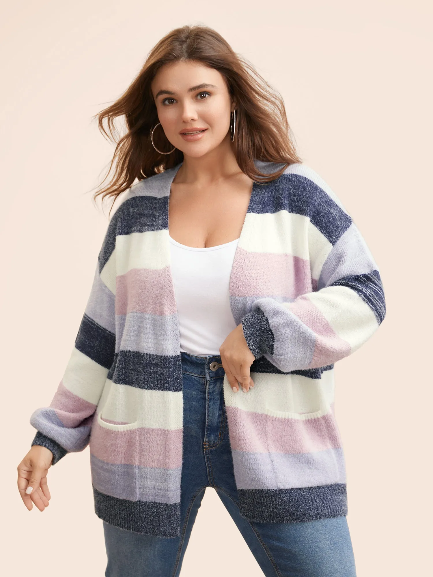 Colorblock Contrast Patched Pocket Cardigan sold by Bloomchic product image thumbnail 4