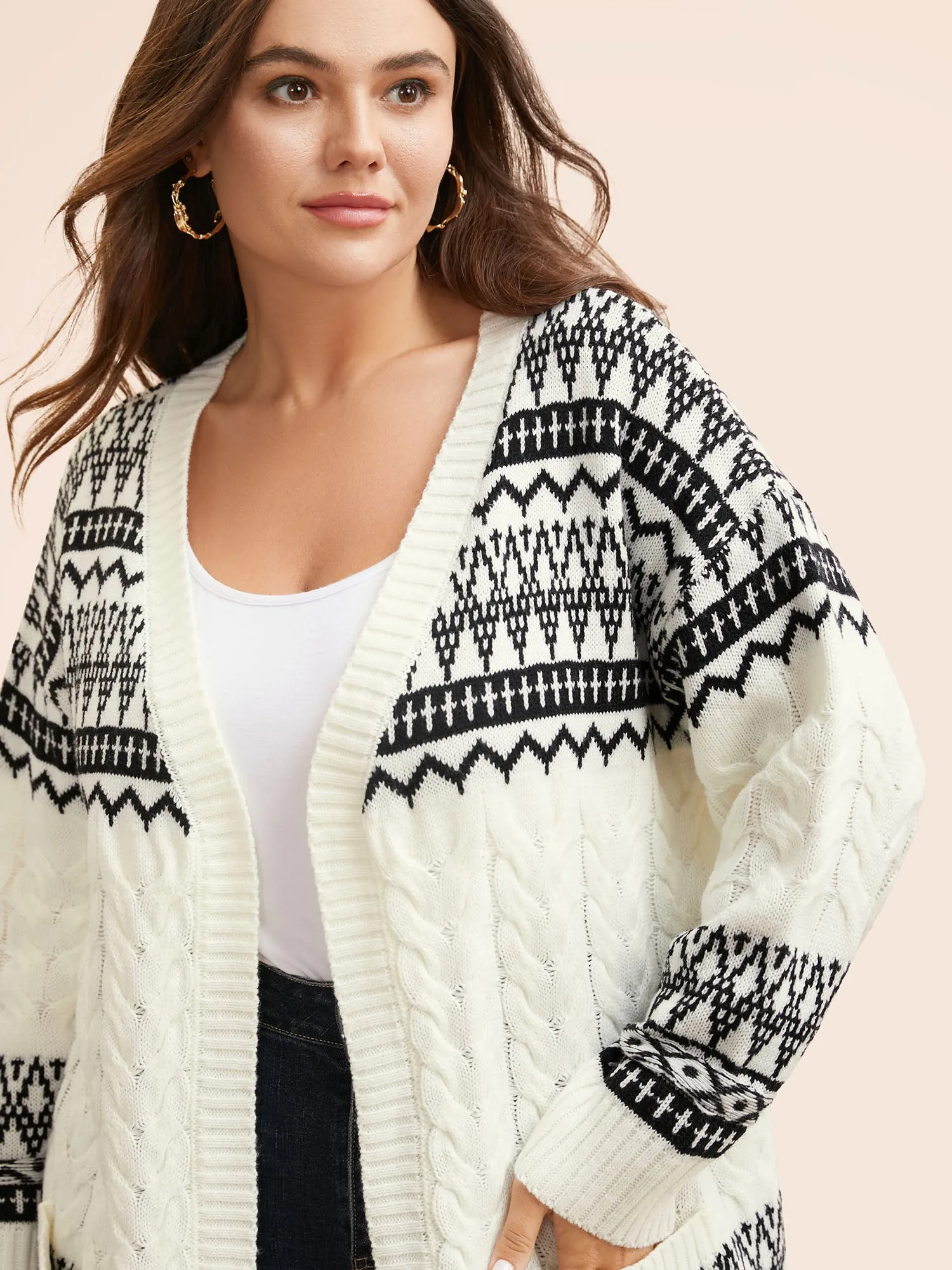 Bandana Jacquard Cable Knit Pocket Cardigan sold by Bloomchic product image thumbnail 5