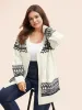 Bandana Jacquard Cable Knit Pocket Cardigan sold by Bloomchic