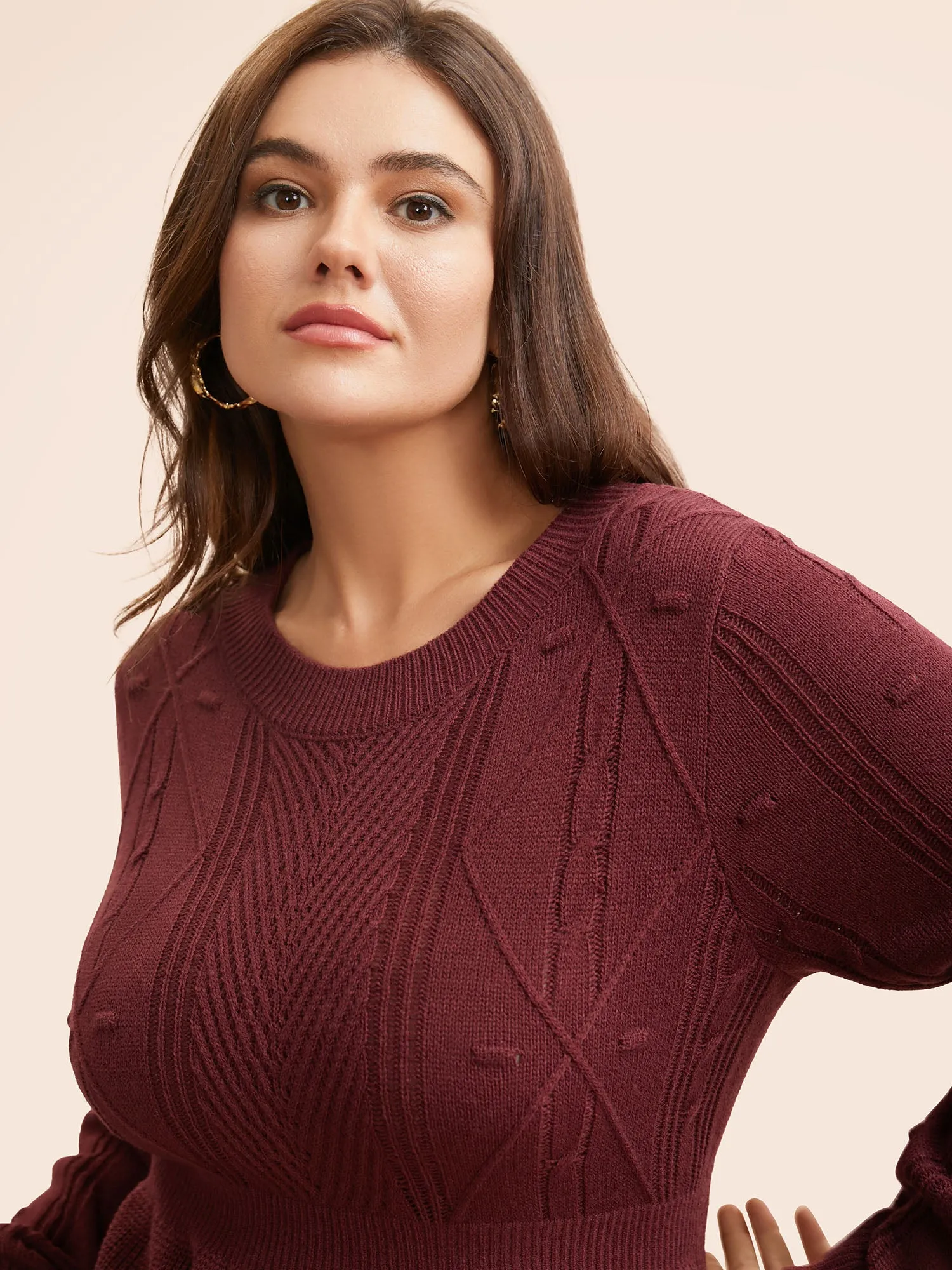 Plain Textured Scalloped Trim Pullover sold by Bloomchic product image thumbnail 4