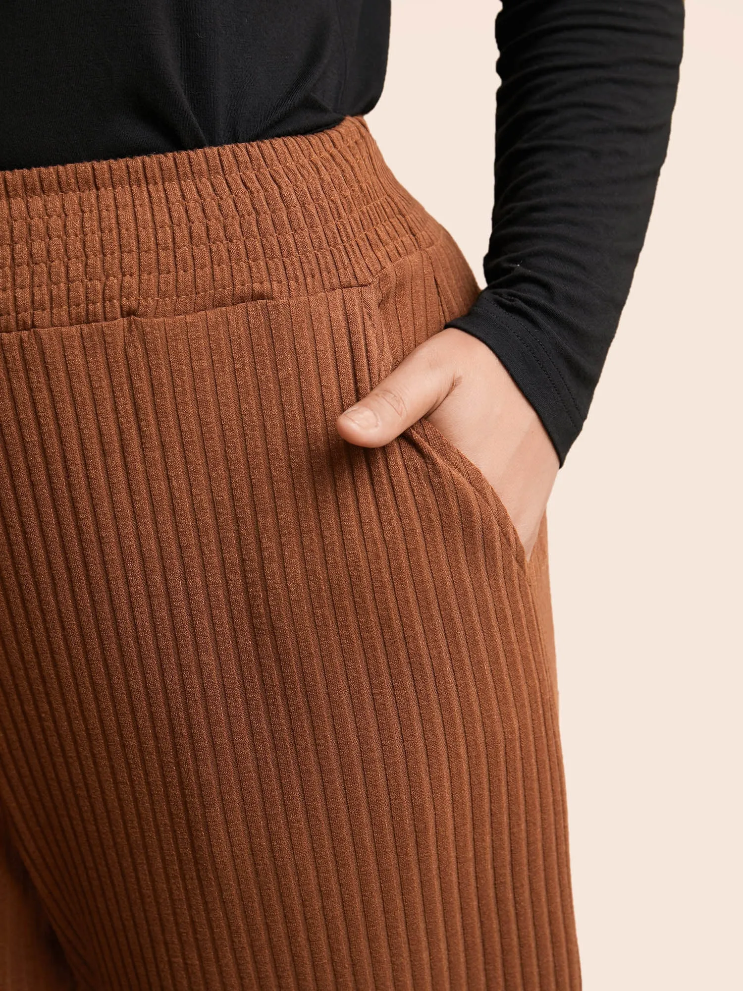 Textured Mid Rise Wide Leg Pants sold by Bloomchic product image thumbnail 4