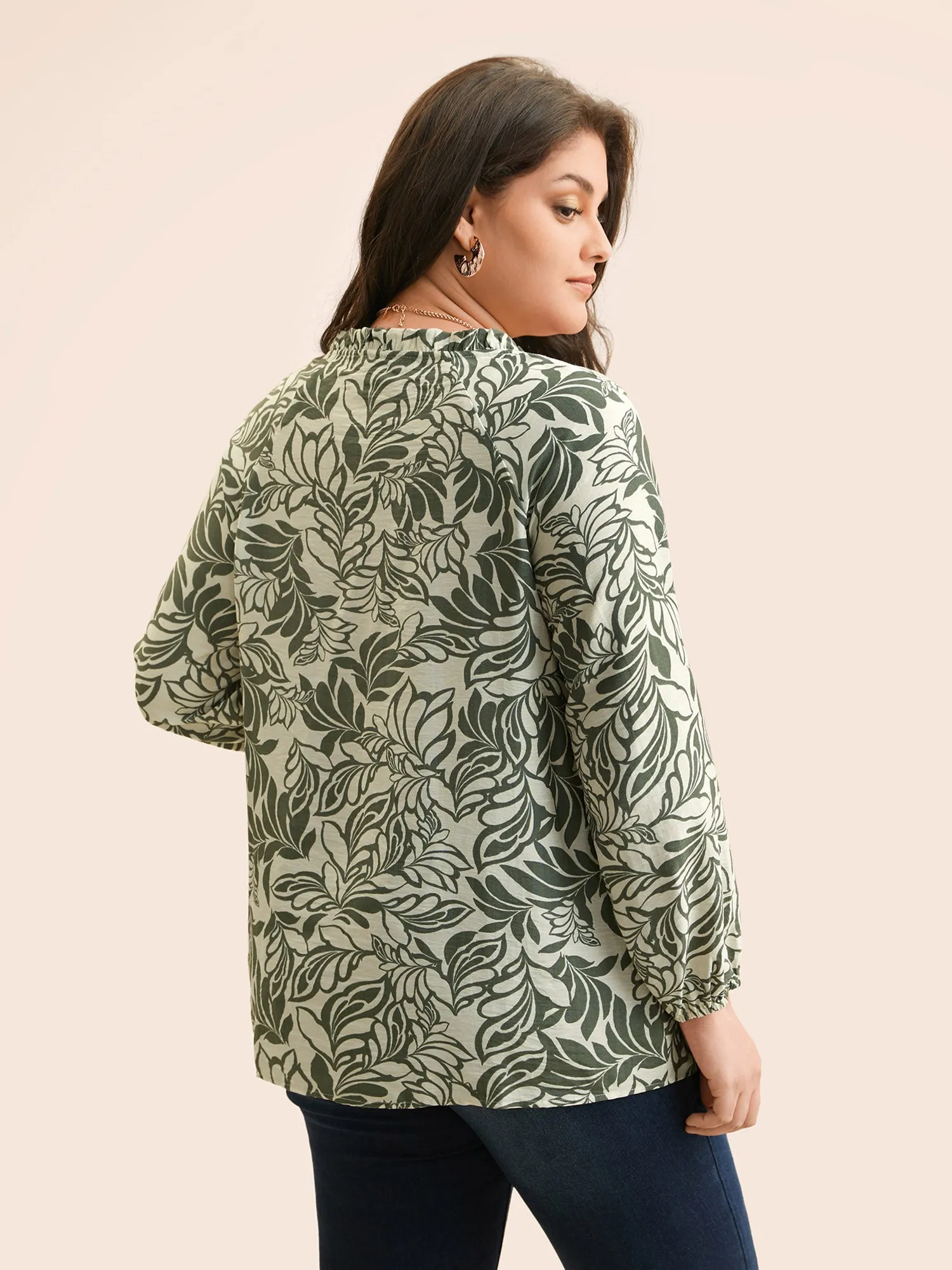 Silhouette Floral Print Ruffle Trim Blouse sold by Bloomchic product image thumbnail 4