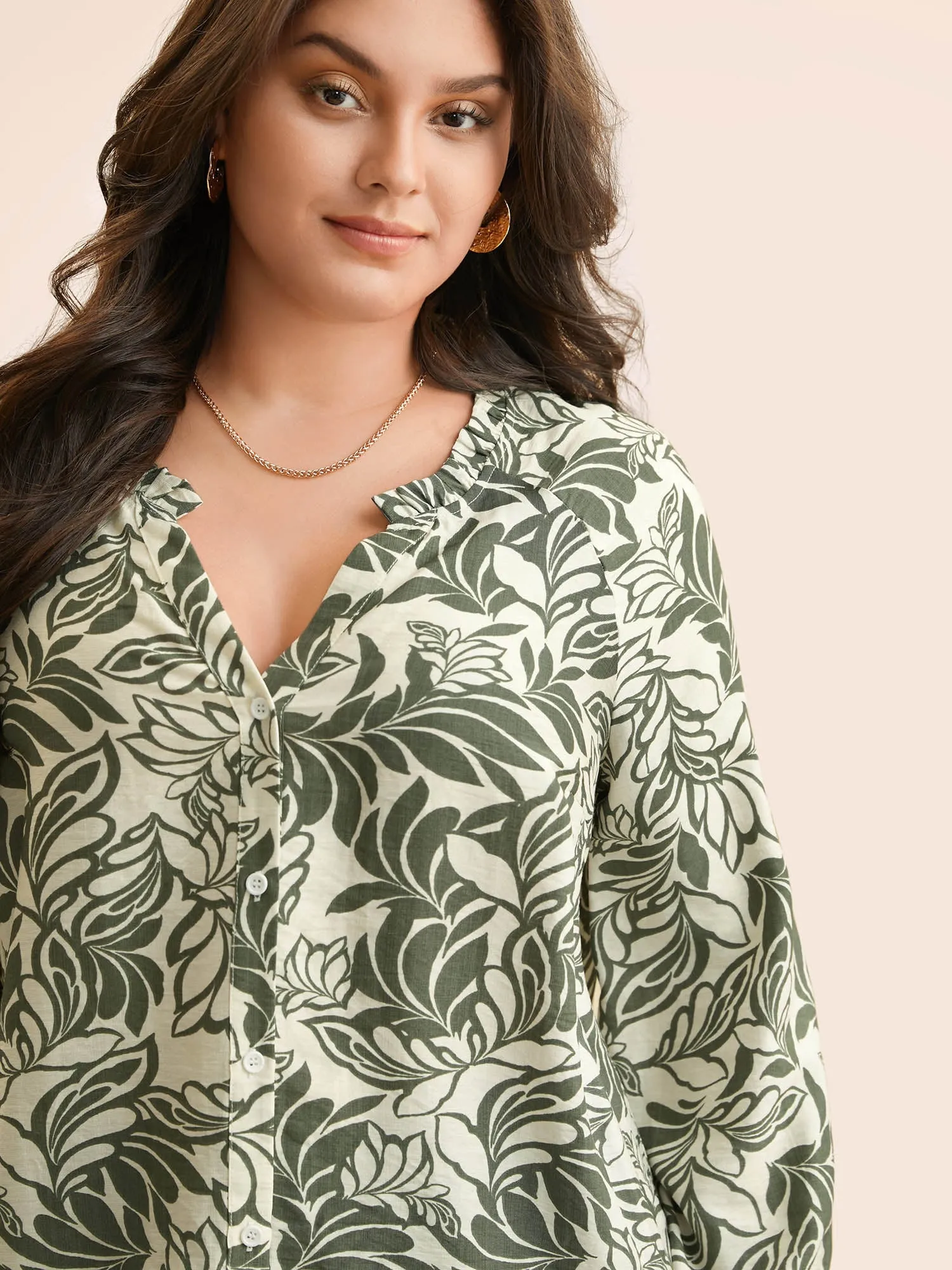 Silhouette Floral Print Ruffle Trim Blouse sold by Bloomchic product image thumbnail 3