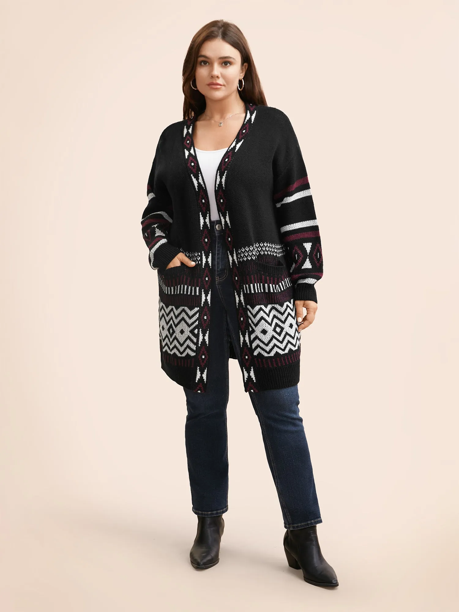Bandana Drop Shoulder Pocket Cardigan sold by Bloomchic product image thumbnail 3