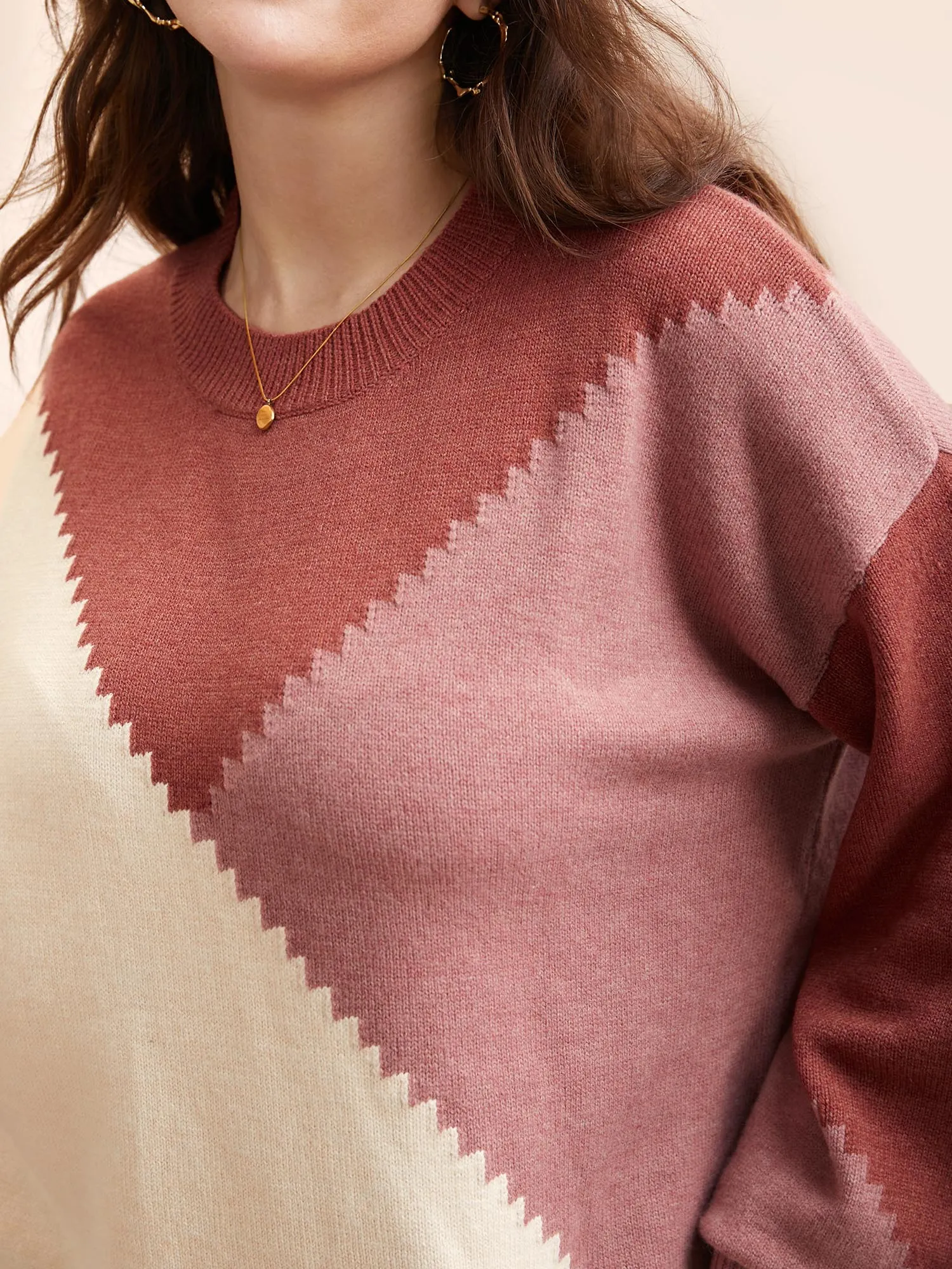 Colorblock Contrast Round Neck Pullover sold by Bloomchic product image thumbnail 5