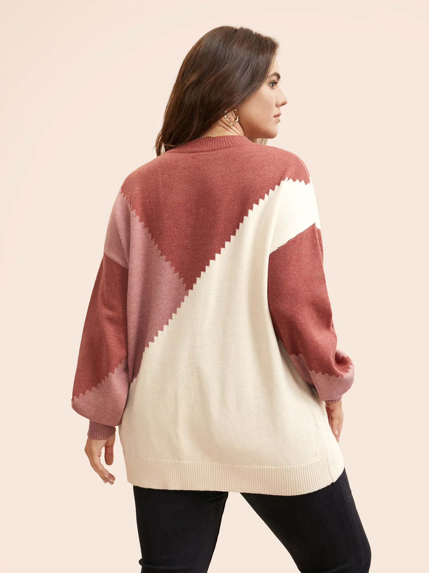 Colorblock Contrast Round Neck Pullover sold by Bloomchic product image thumbnail 4