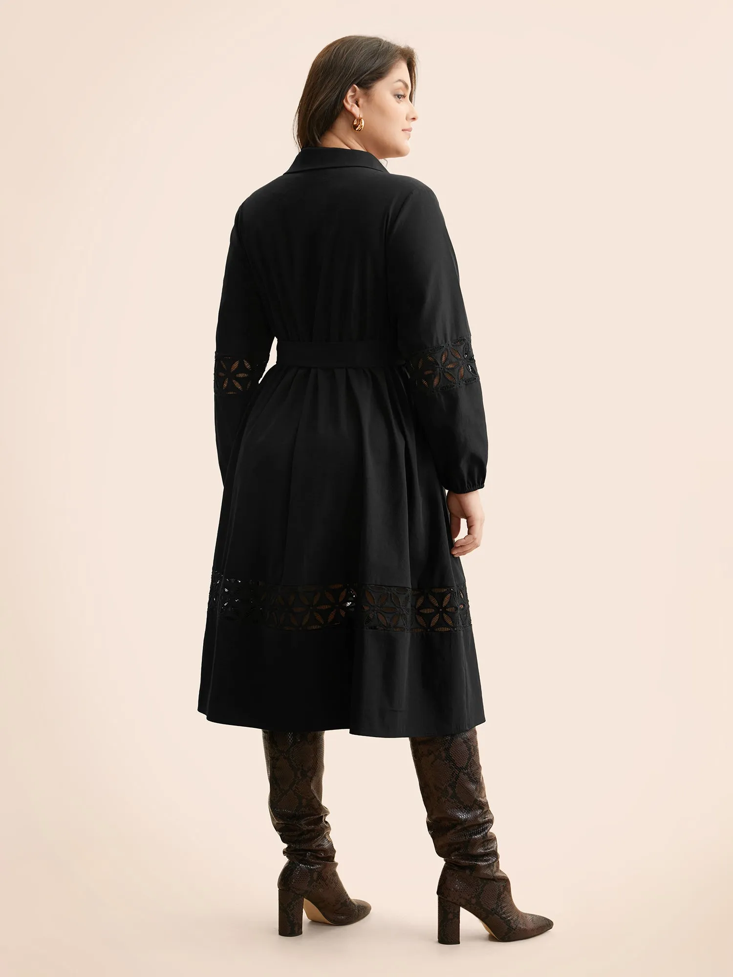 Solid Button Up Woven Ribbon Dress sold by Bloomchic product image thumbnail 4