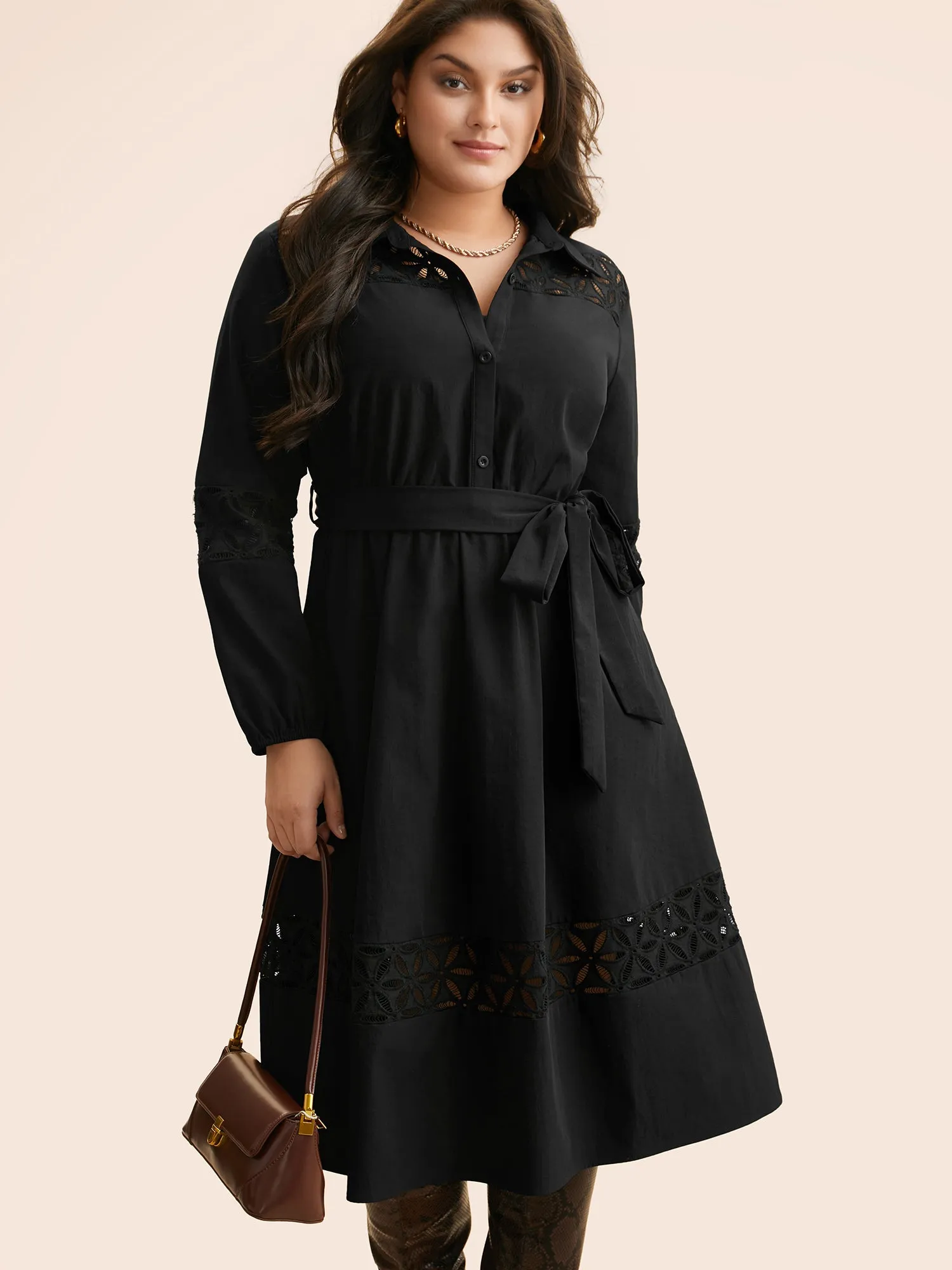 Solid Button Up Woven Ribbon Dress sold by Bloomchic product image thumbnail 3
