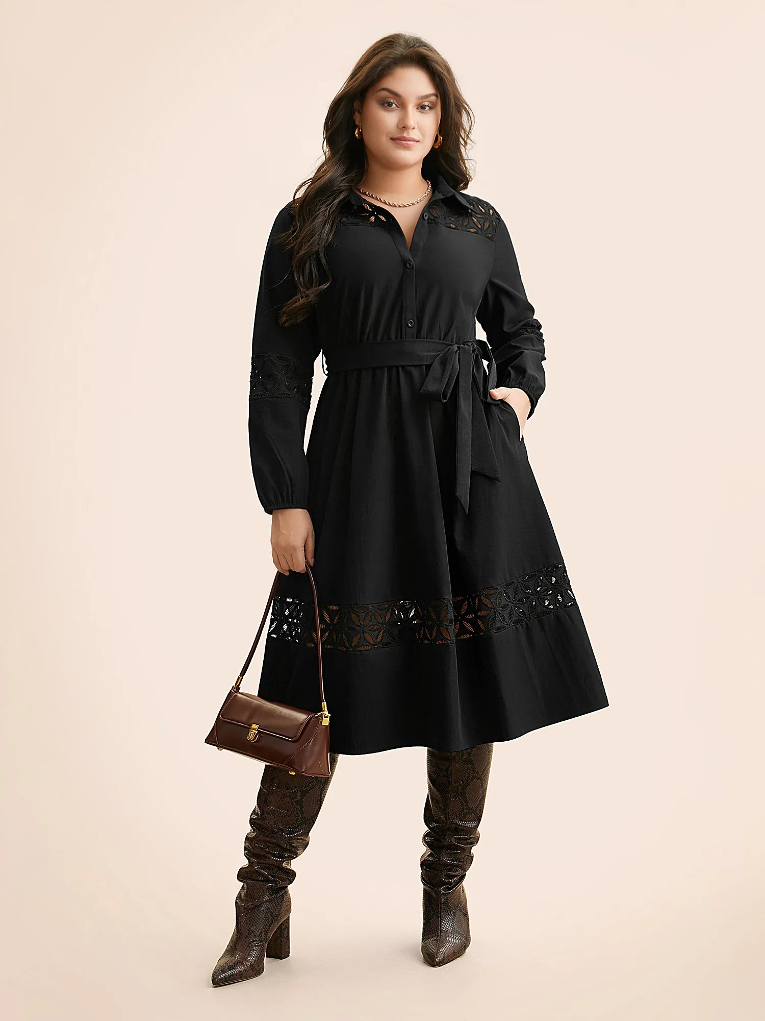 Solid Button Up Woven Ribbon Dress sold by Bloomchic