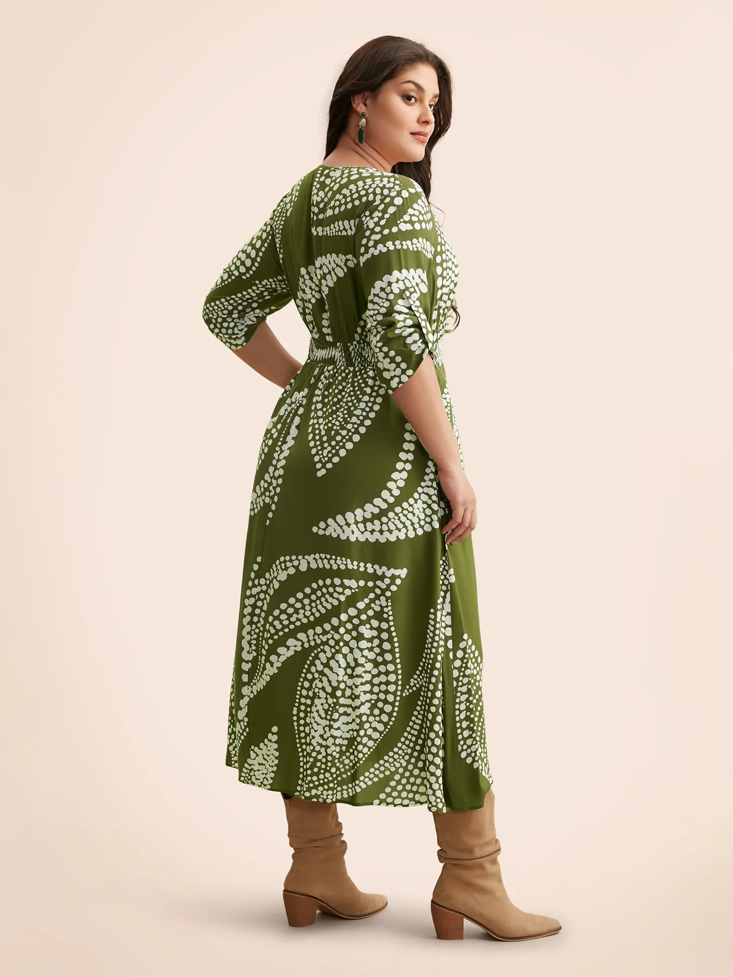 Plants Print Shirred Tab Sleeve Dress sold by Bloomchic product image thumbnail 4