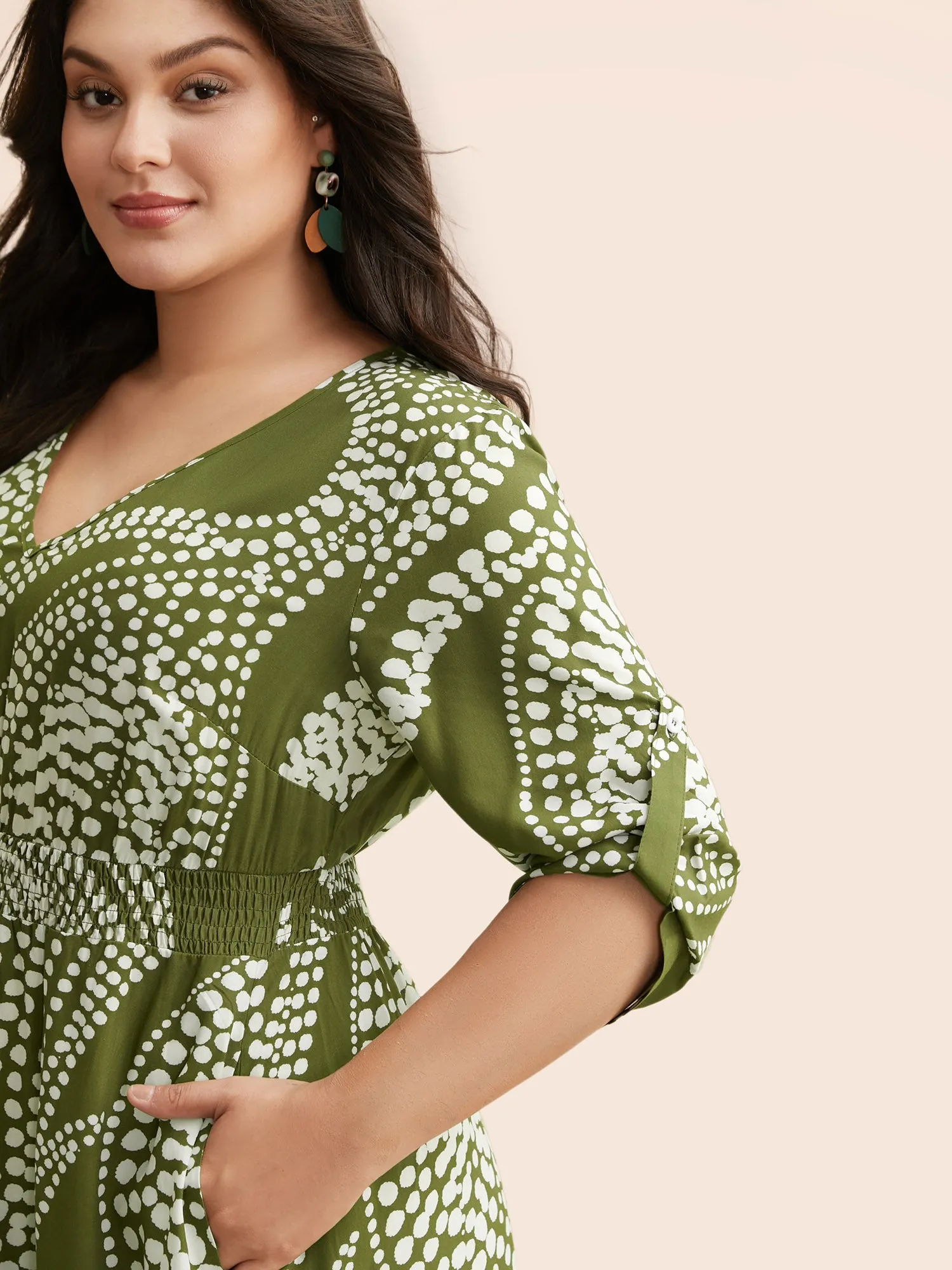 Plants Print Shirred Tab Sleeve Dress sold by Bloomchic product image thumbnail 2