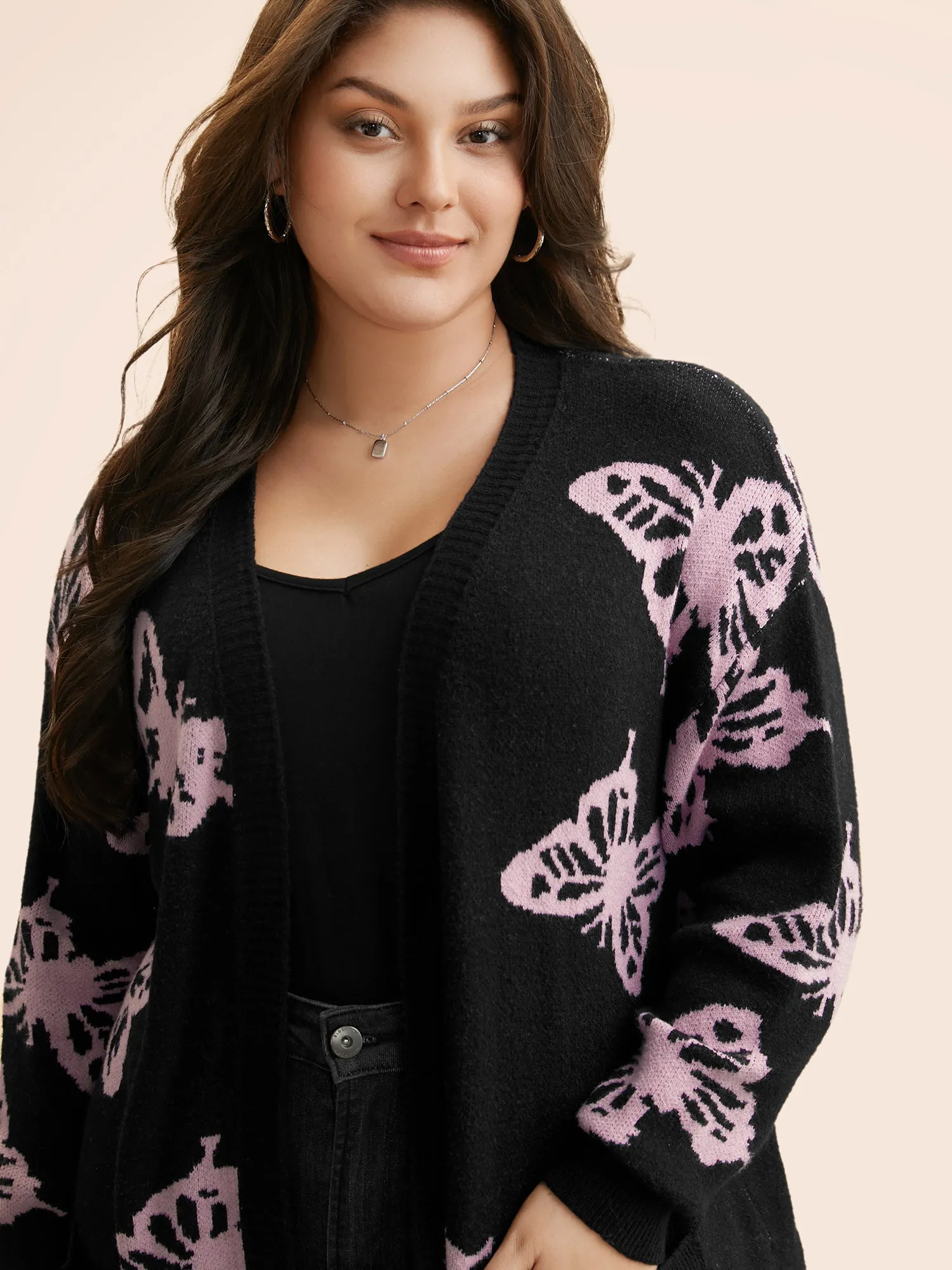 Butterfly Print Open Front Cardigan sold by Bloomchic product image thumbnail 4