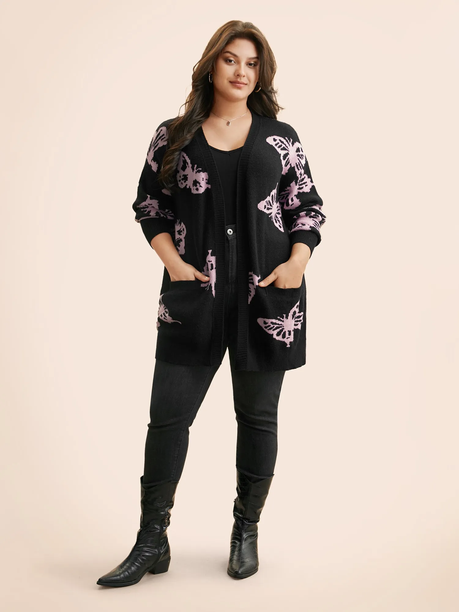 Butterfly Print Open Front Cardigan sold by Bloomchic product image thumbnail 3