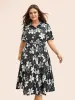 Floral Shirt Collar Belted Midi Dress sold by Bloomchic