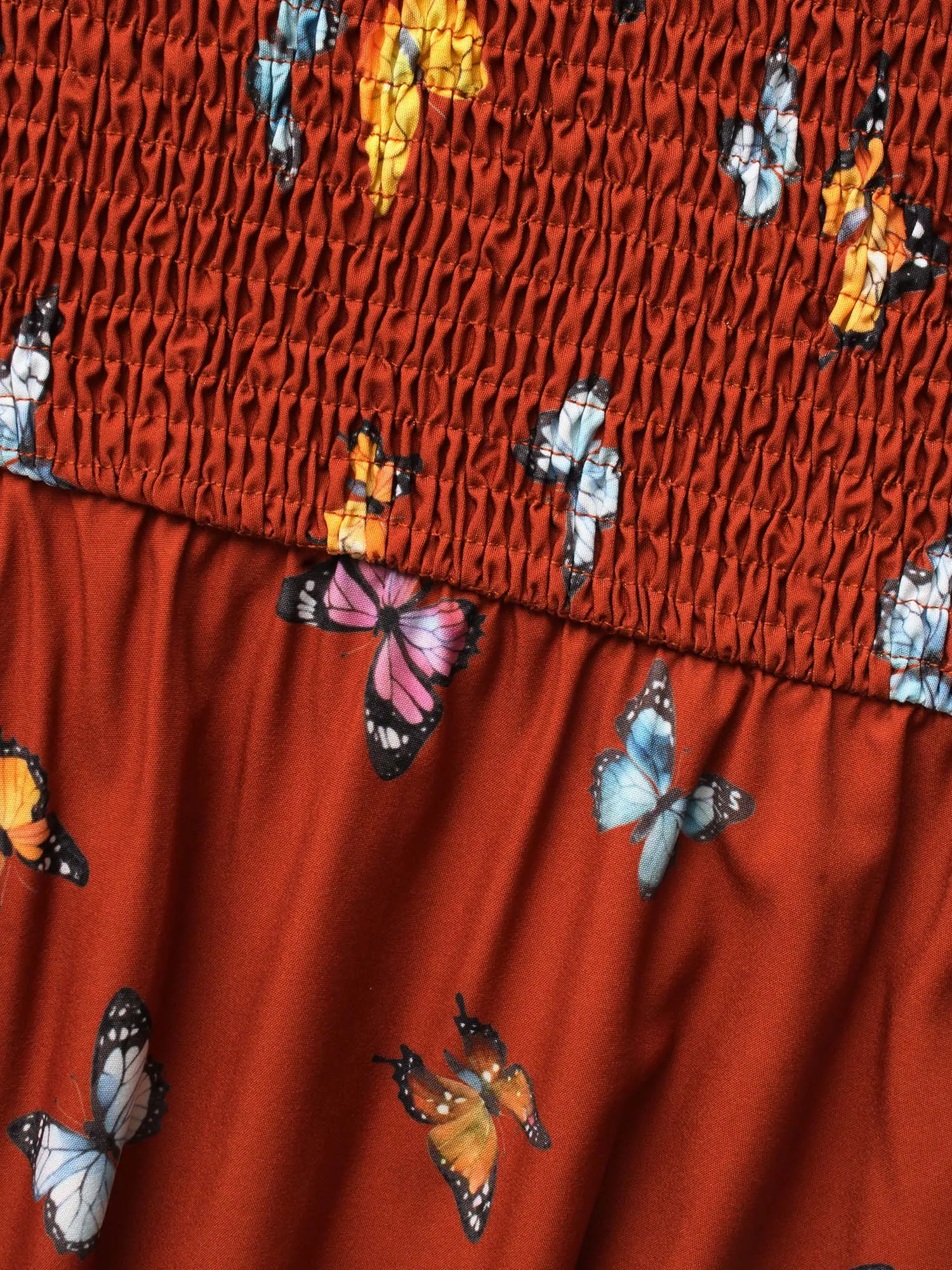 Heart Neckline Butterfly Print Shirred Dress sold by Bloomchic product image thumbnail 5