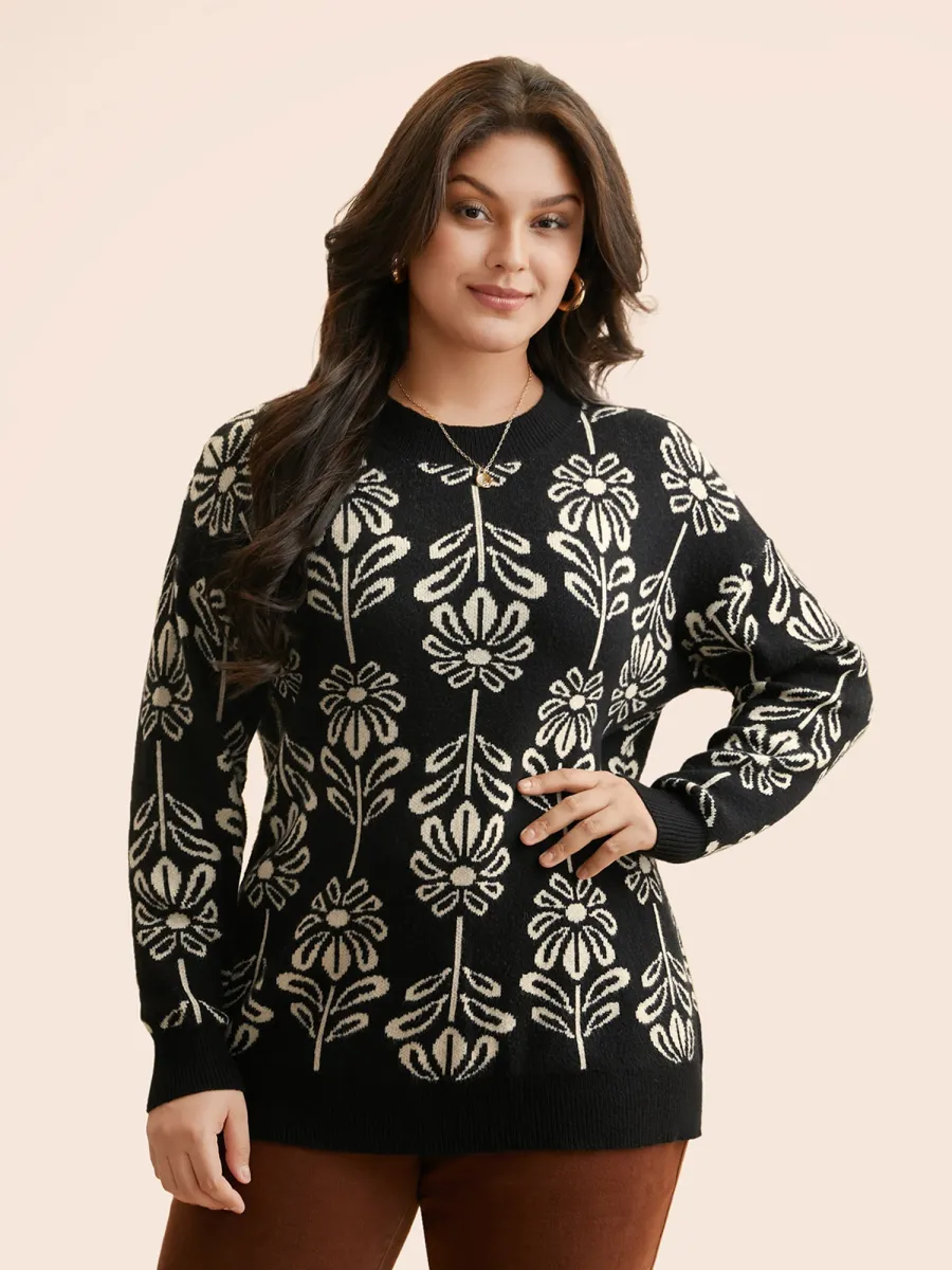 Supersoft Essentials Floral Crew Neck Pullover sold by Bloomchic