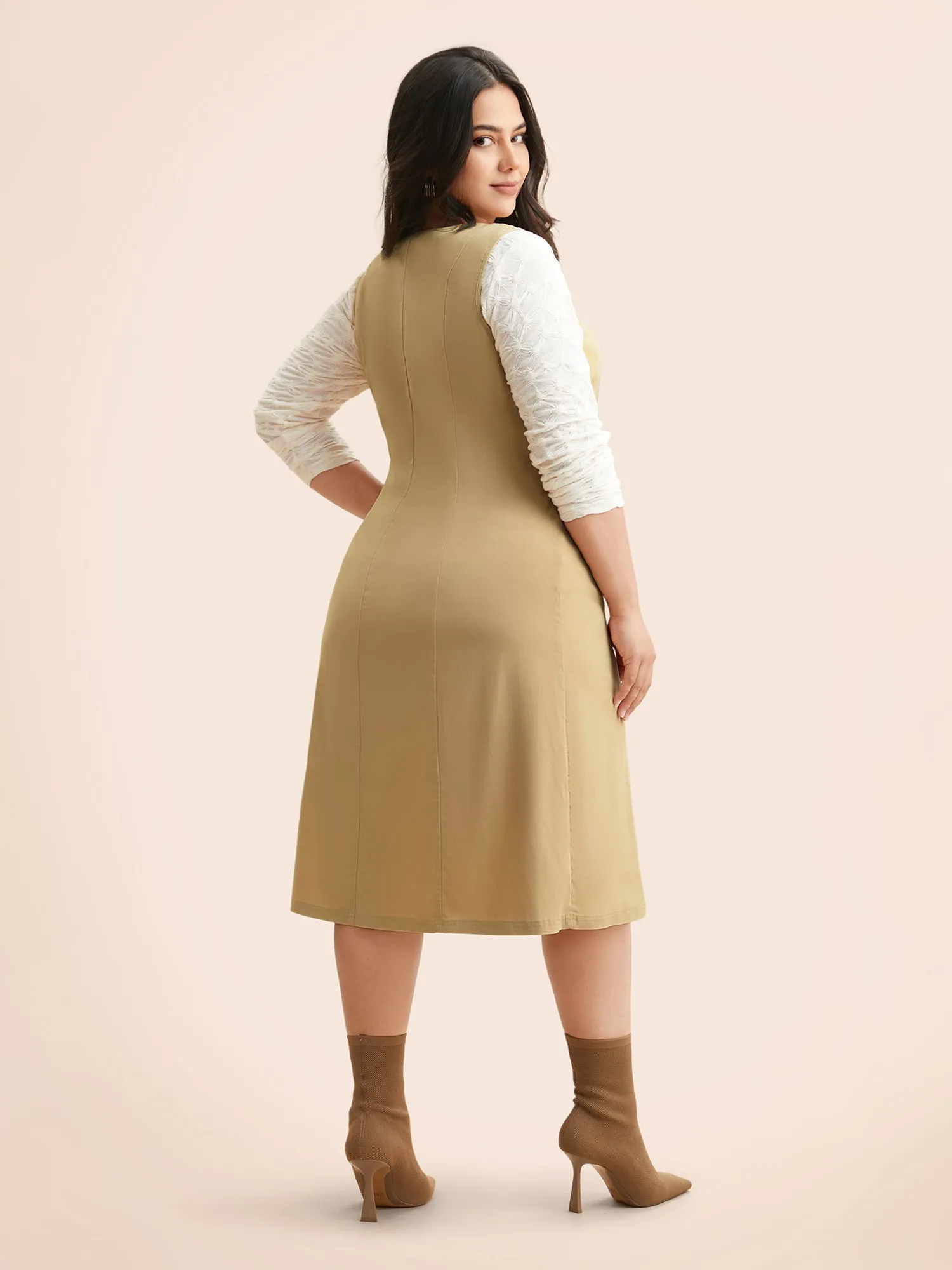 Round Neck Metal Chain Detail Tank Dress sold by Bloomchic product image thumbnail 5