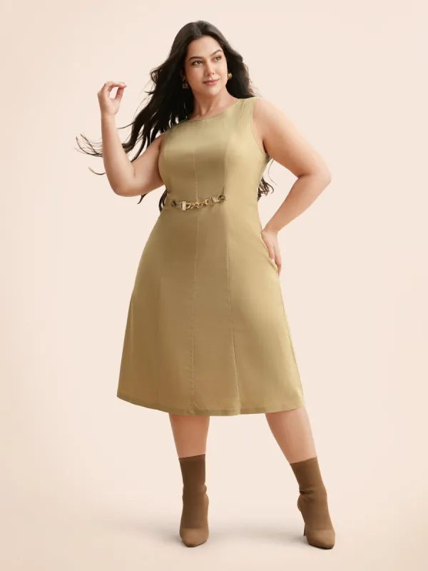 Round Neck Metal Chain Detail Tank Dress sold by Bloomchic