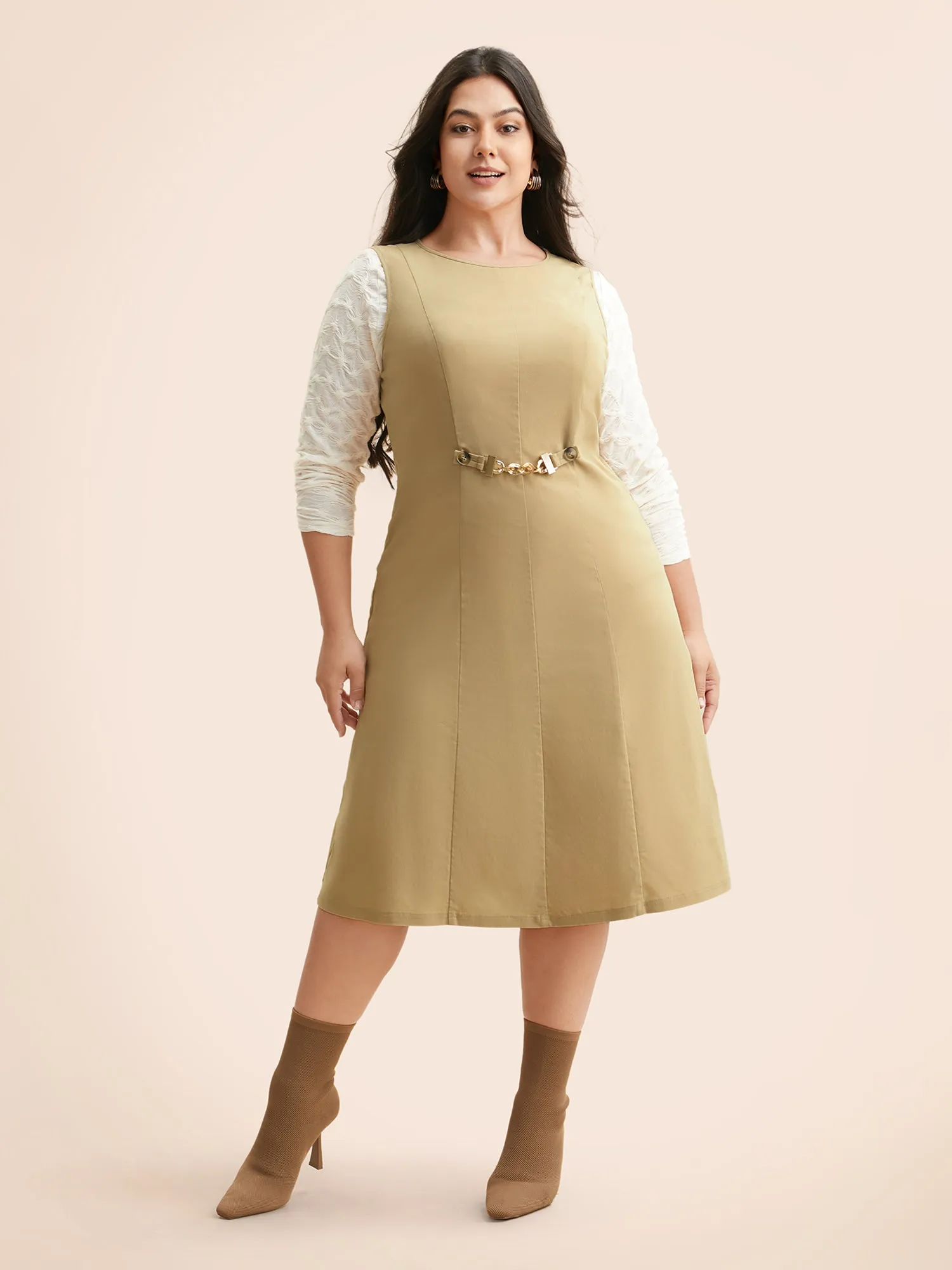 Round Neck Metal Chain Detail Tank Dress sold by Bloomchic product image thumbnail 4