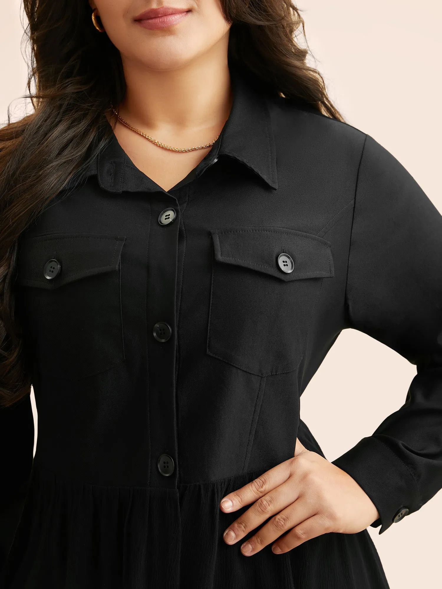 Shirt Collar Flap Detail Gathered Jacket sold by Bloomchic product image thumbnail 3