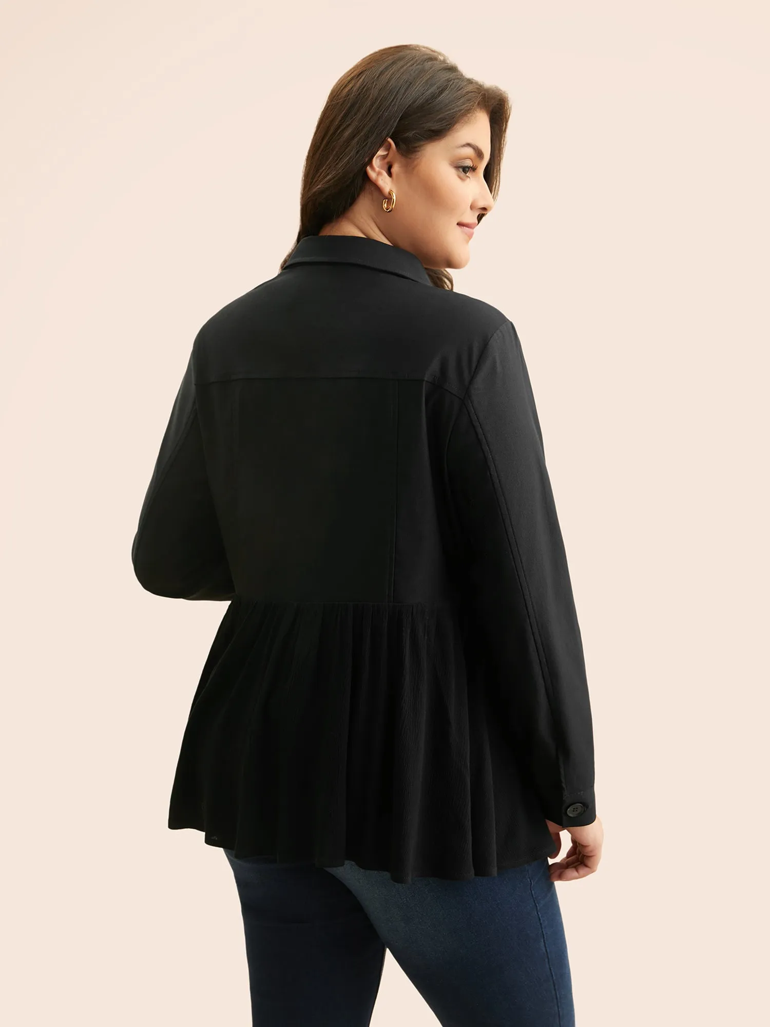 Shirt Collar Flap Detail Gathered Jacket sold by Bloomchic product image thumbnail 5