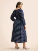 Striped Shirred Lantern Sleeve Maxi Dress sold by Bloomchic