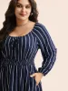 Striped Shirred Lantern Sleeve Maxi Dress sold by Bloomchic
