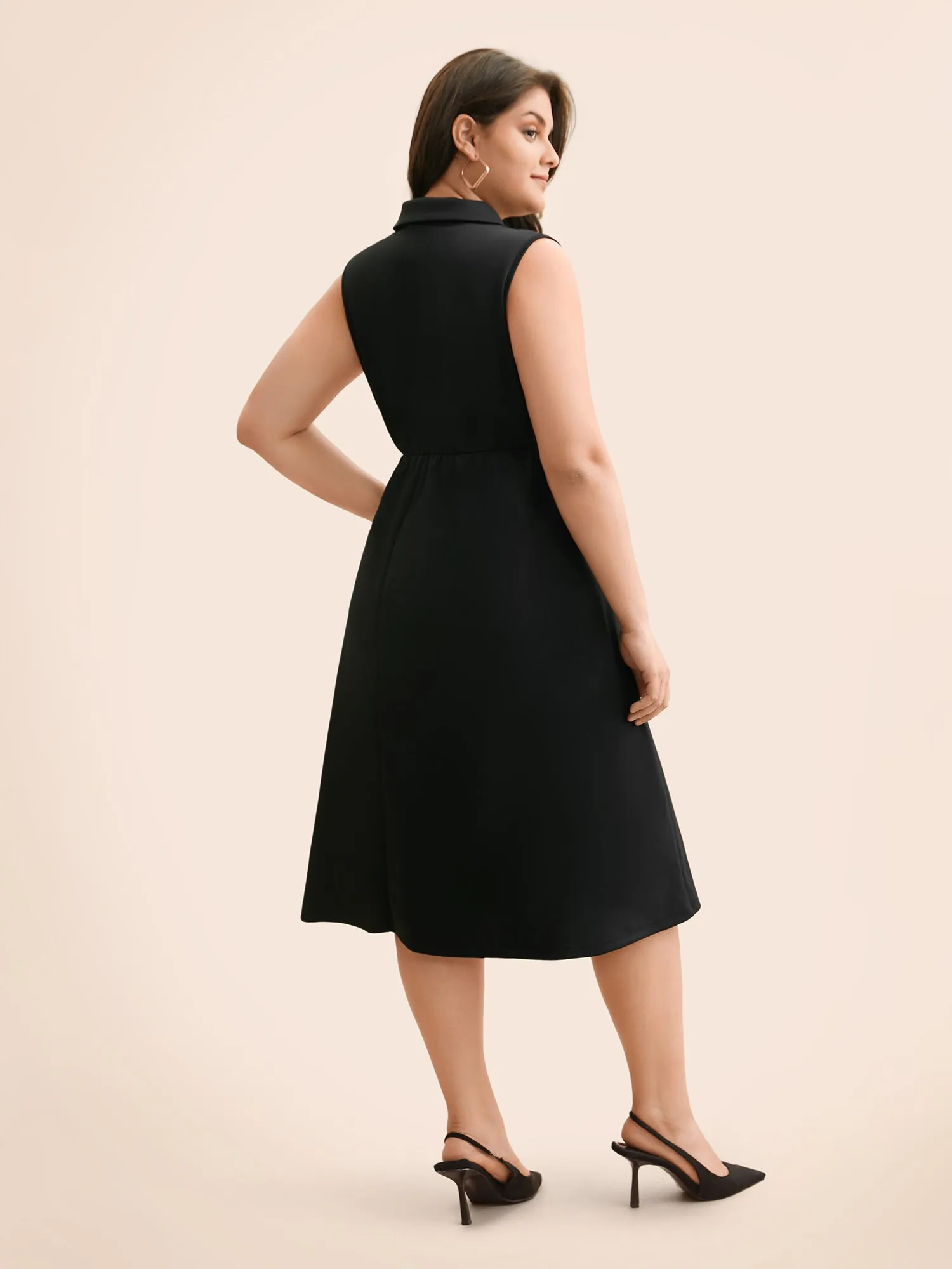 Suit Collar Contrast Patchwork Sleeveless Dress sold by Bloomchic product image thumbnail 4