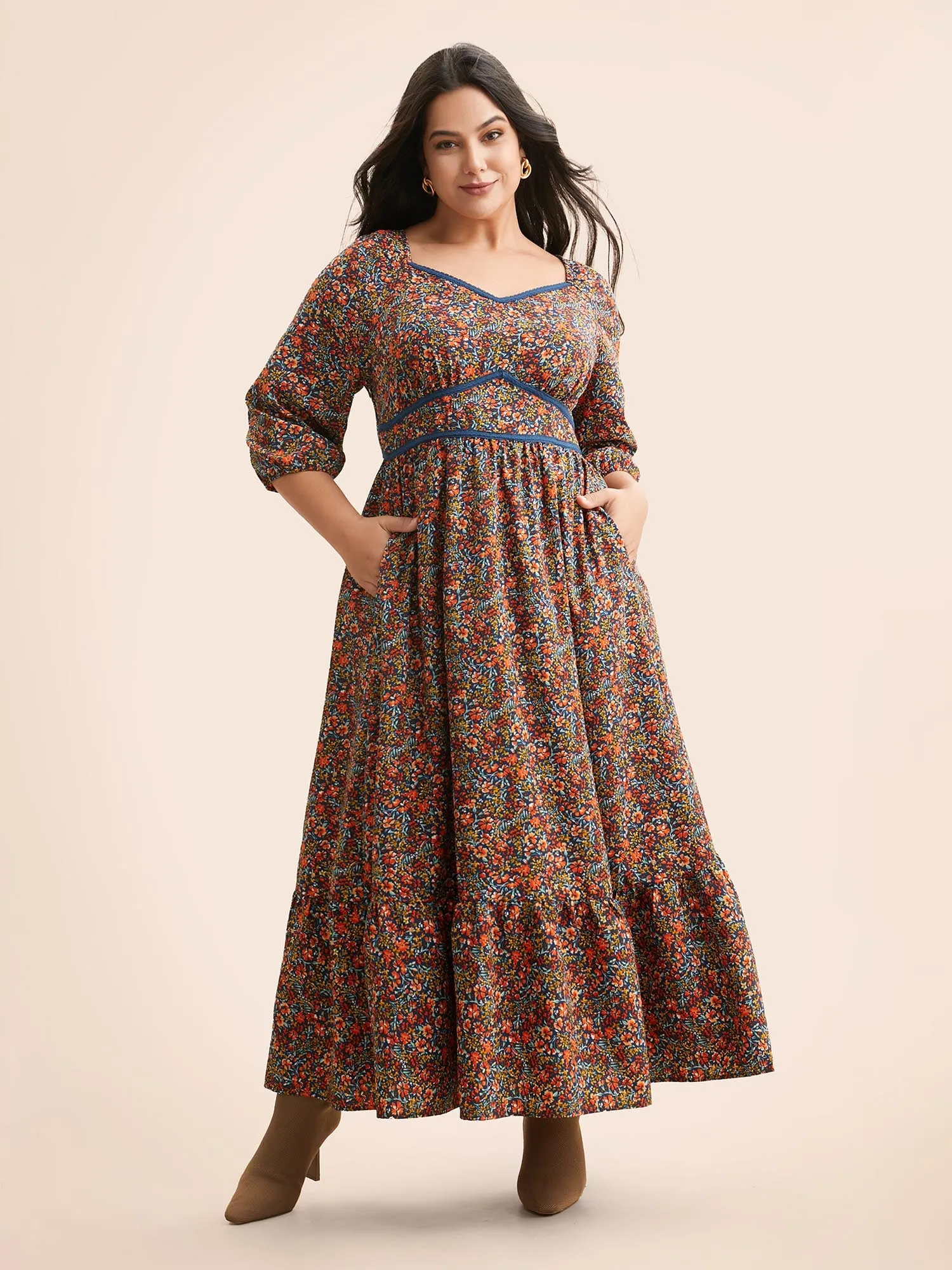 Ditsy Floral Woven Ribbon Maxi Dress sold by Bloomchic