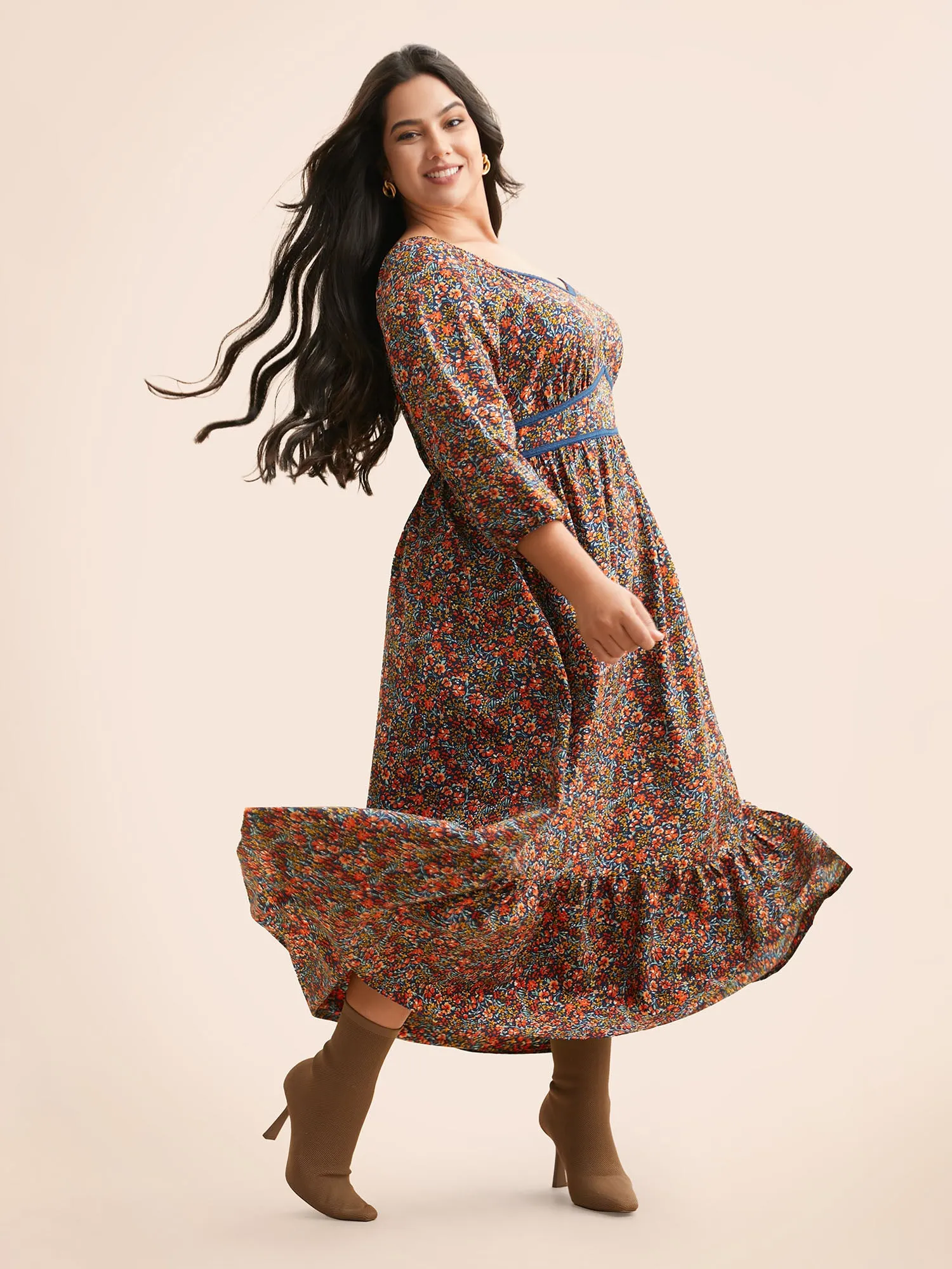 Ditsy Floral Woven Ribbon Maxi Dress sold by Bloomchic product image thumbnail 5