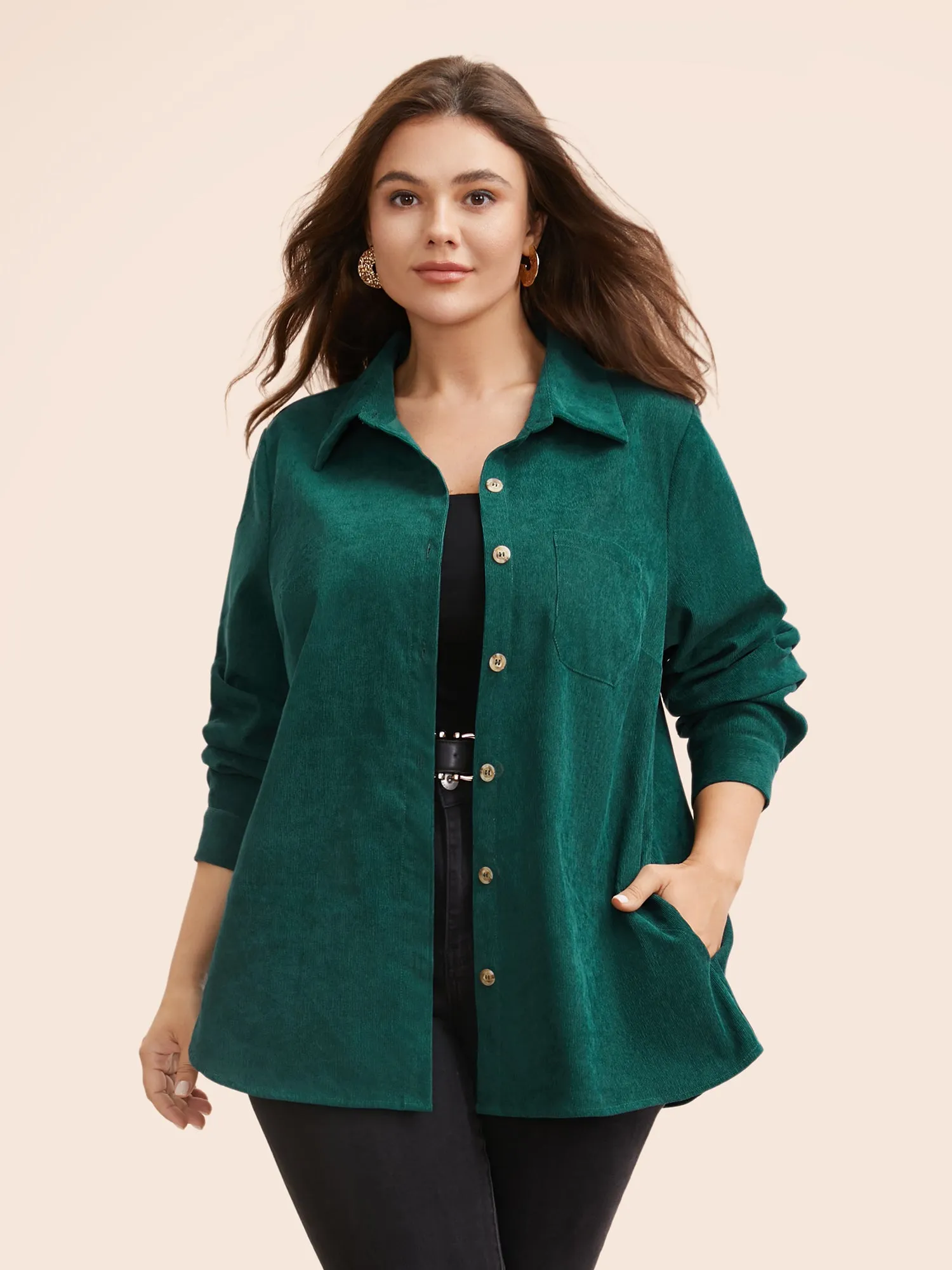 Textured Pocket Curved Hem Jacket sold by Bloomchic product image thumbnail 2