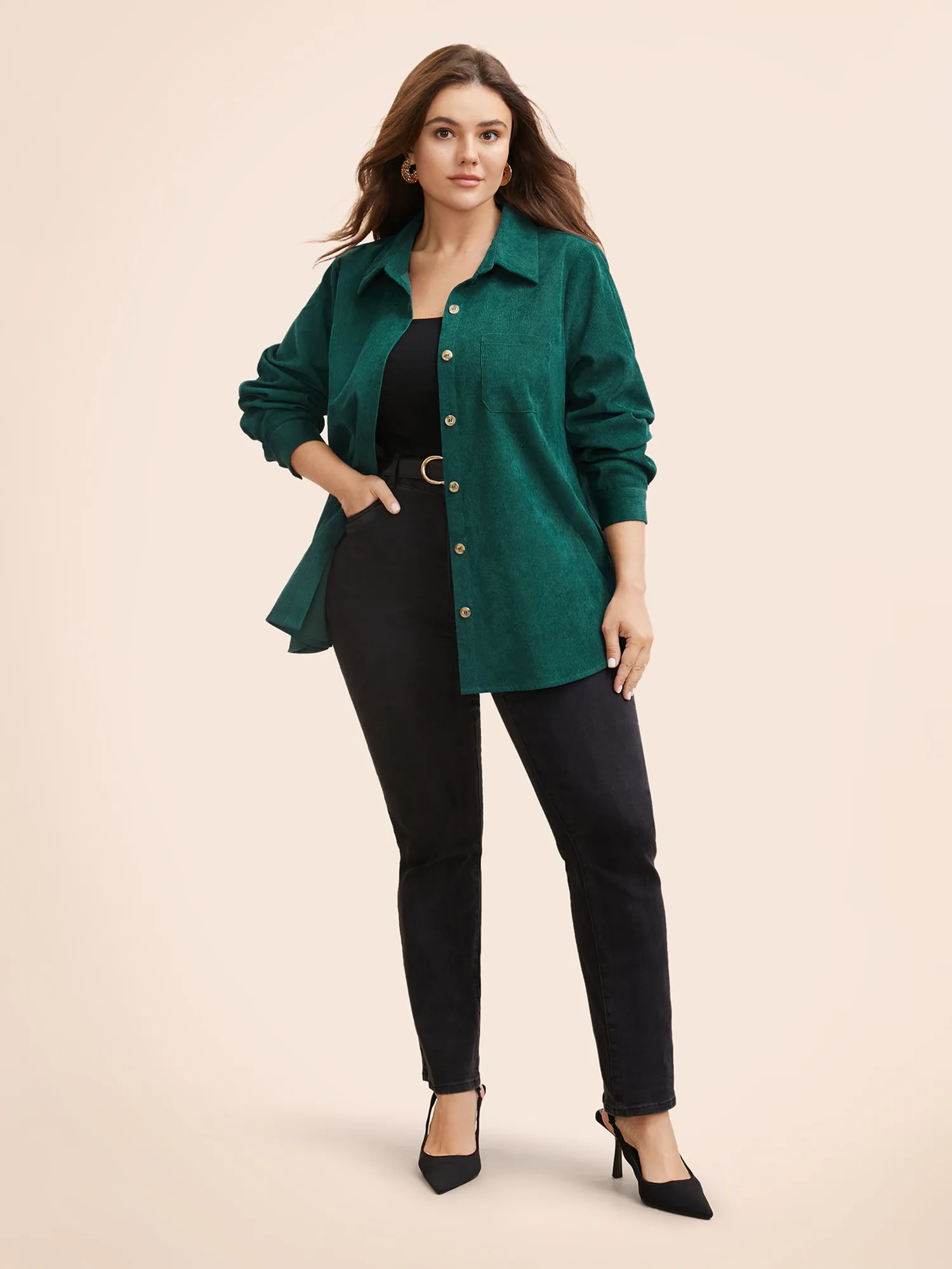 Textured Pocket Curved Hem Jacket sold by Bloomchic product image thumbnail 3
