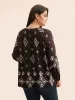 Bandana Geometric Crew Neck Gathered Blouse sold by Bloomchic