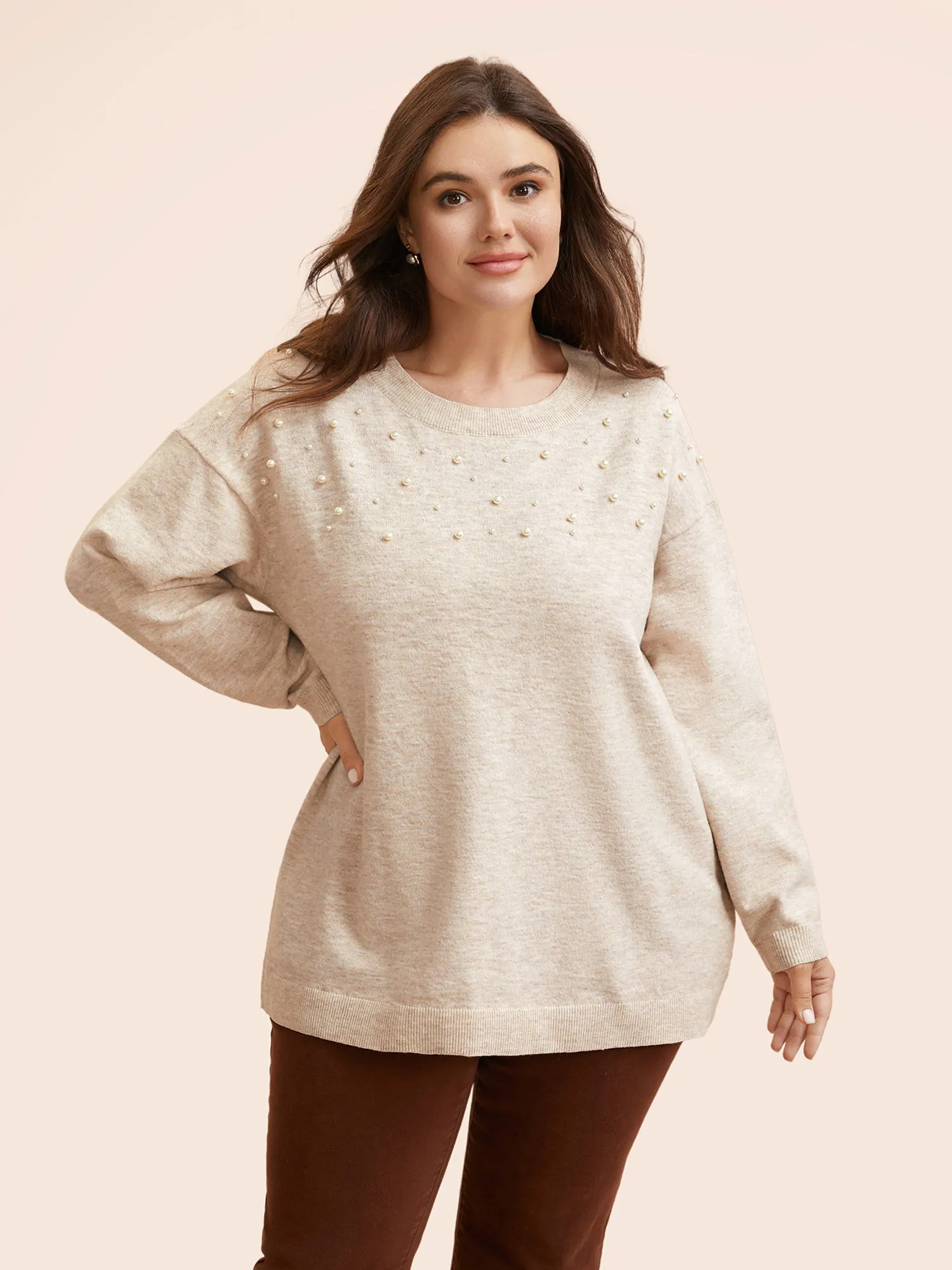 Round Neck Pearl Beaded Pullover sold by Bloomchic product image thumbnail 4