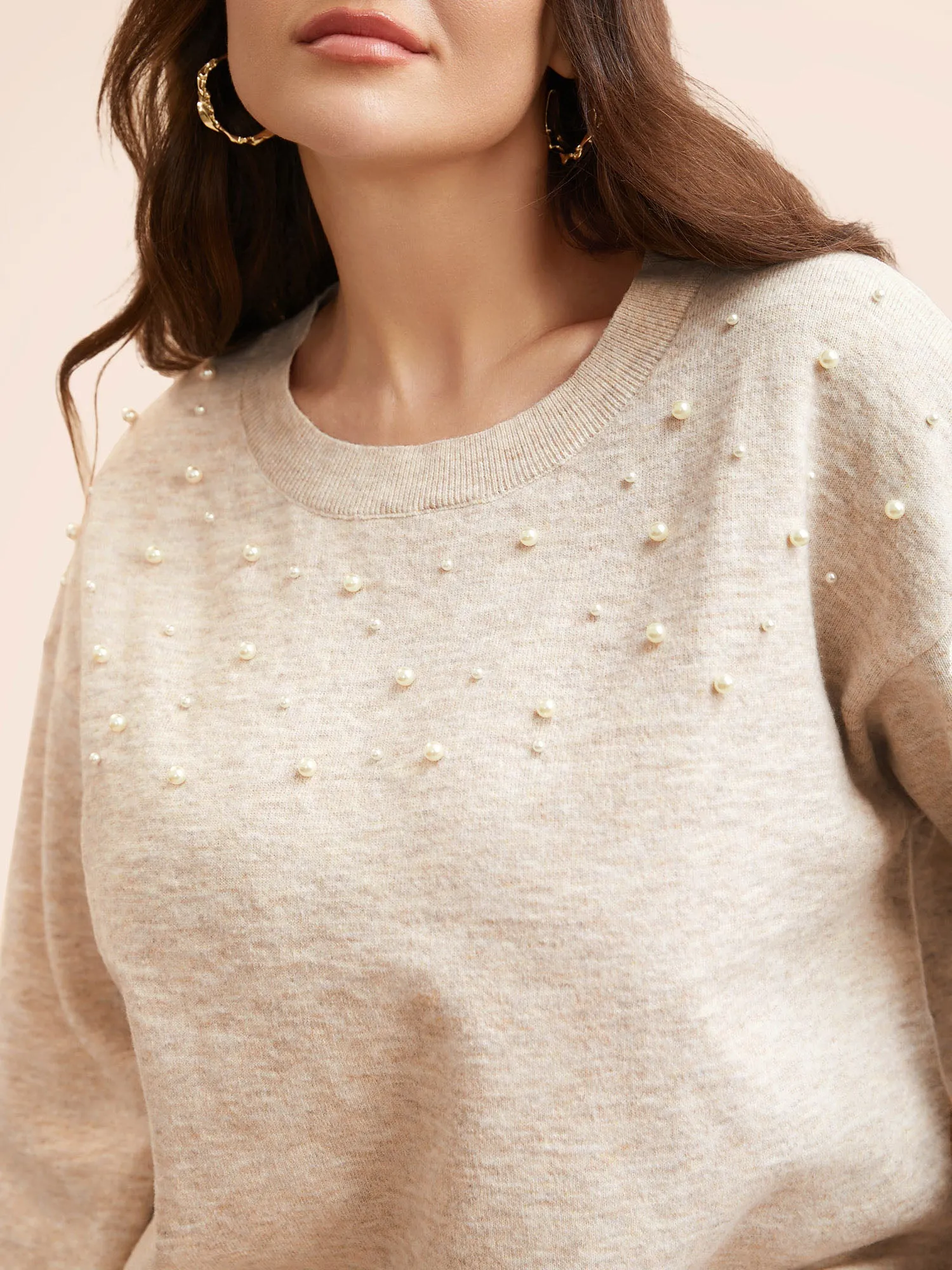 Round Neck Pearl Beaded Pullover sold by Bloomchic product image thumbnail 3