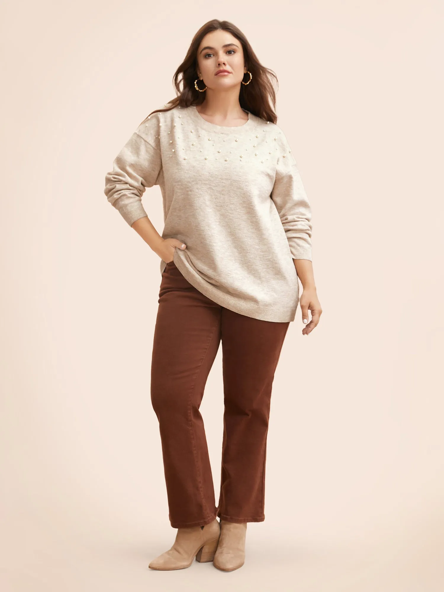 Round Neck Pearl Beaded Pullover sold by Bloomchic product image thumbnail 2