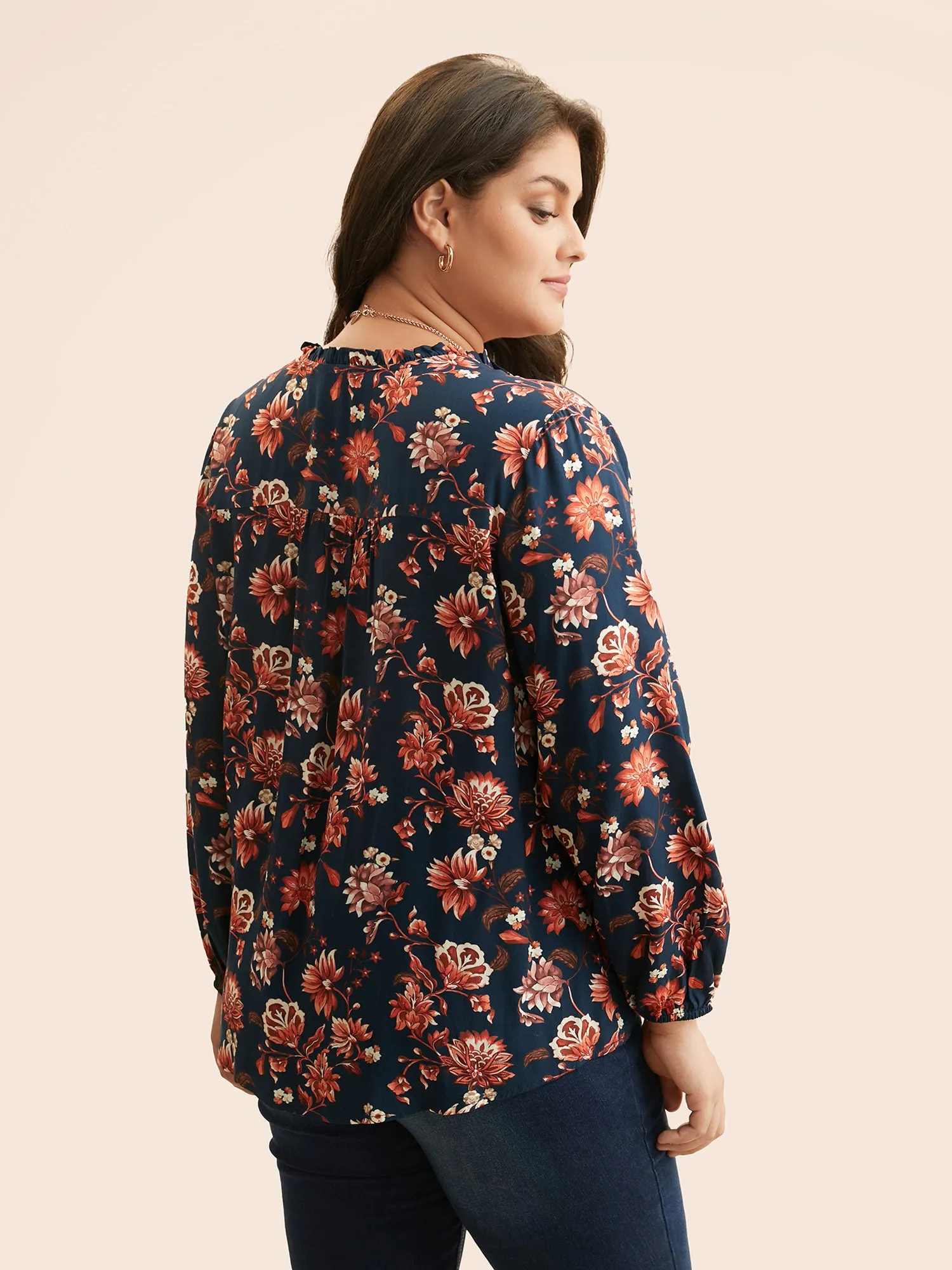 Floral Tie Knot Lantern Sleeve Blouse sold by Bloomchic product image thumbnail 5