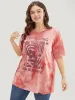 Slogan & Floral Crew Neck Short Sleeve Tie Dye T-shirt sold by Bloomchic