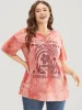 Slogan & Floral Crew Neck Short Sleeve Tie Dye T-shirt sold by Bloomchic