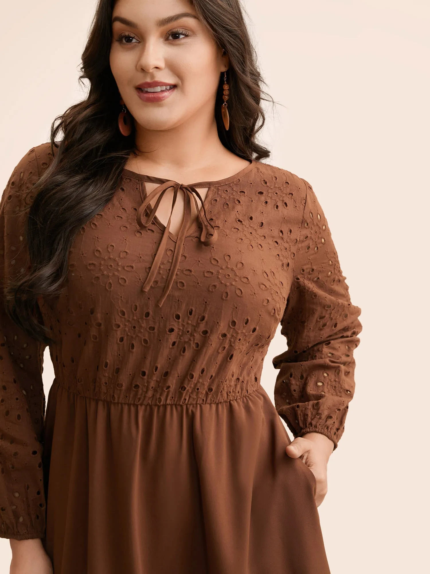 Broderie Anglaise Patchwork Tie Knot Dress sold by Bloomchic product image thumbnail 2