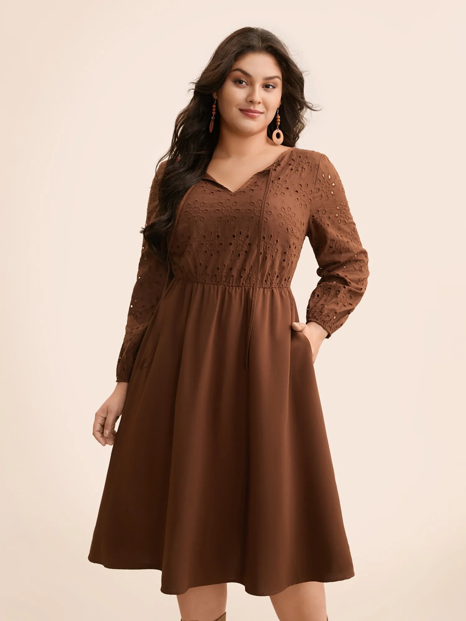 Broderie Anglaise Patchwork Tie Knot Dress sold by Bloomchic product image thumbnail 3
