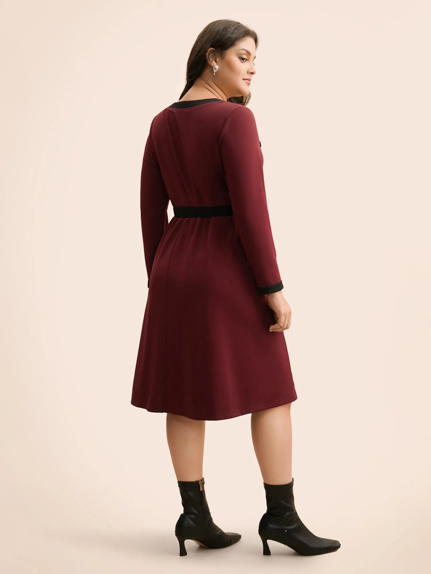 Contrast Patchwork Metal Detail Dress sold by Bloomchic product image thumbnail 4