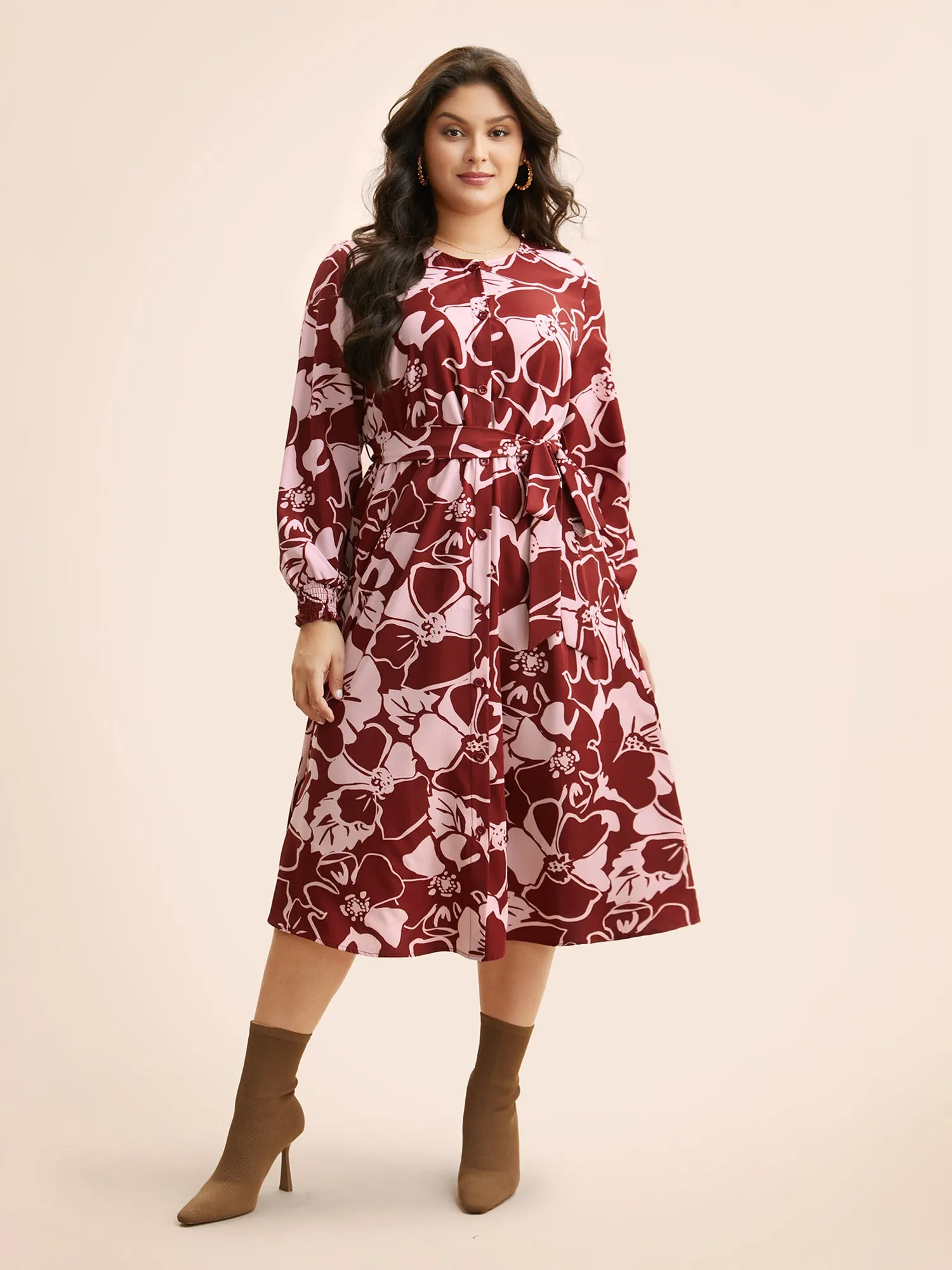 Floral Button Up Belted Dress sold by Bloomchic product image thumbnail 2